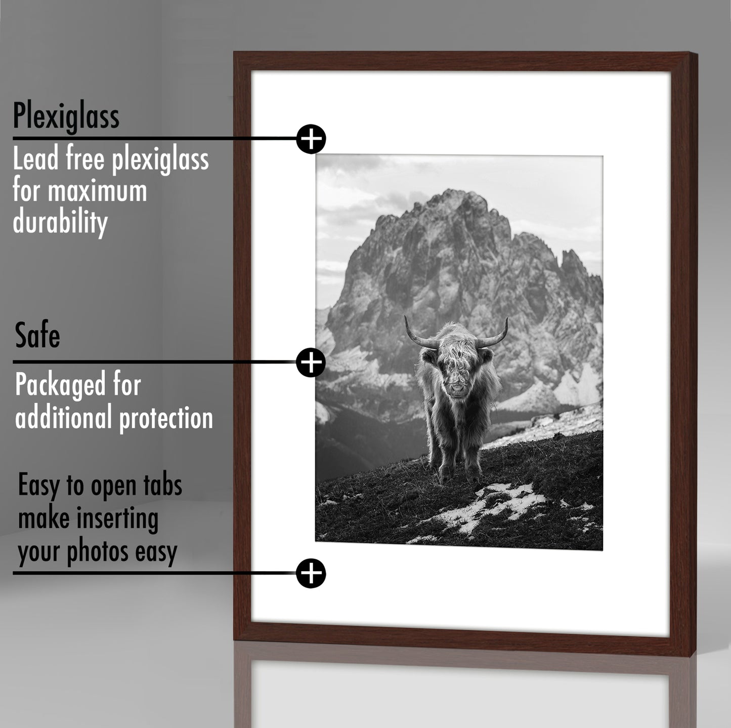 Set of 5 - Classic Gallery Picture Frame with Mat | Galleria Collection