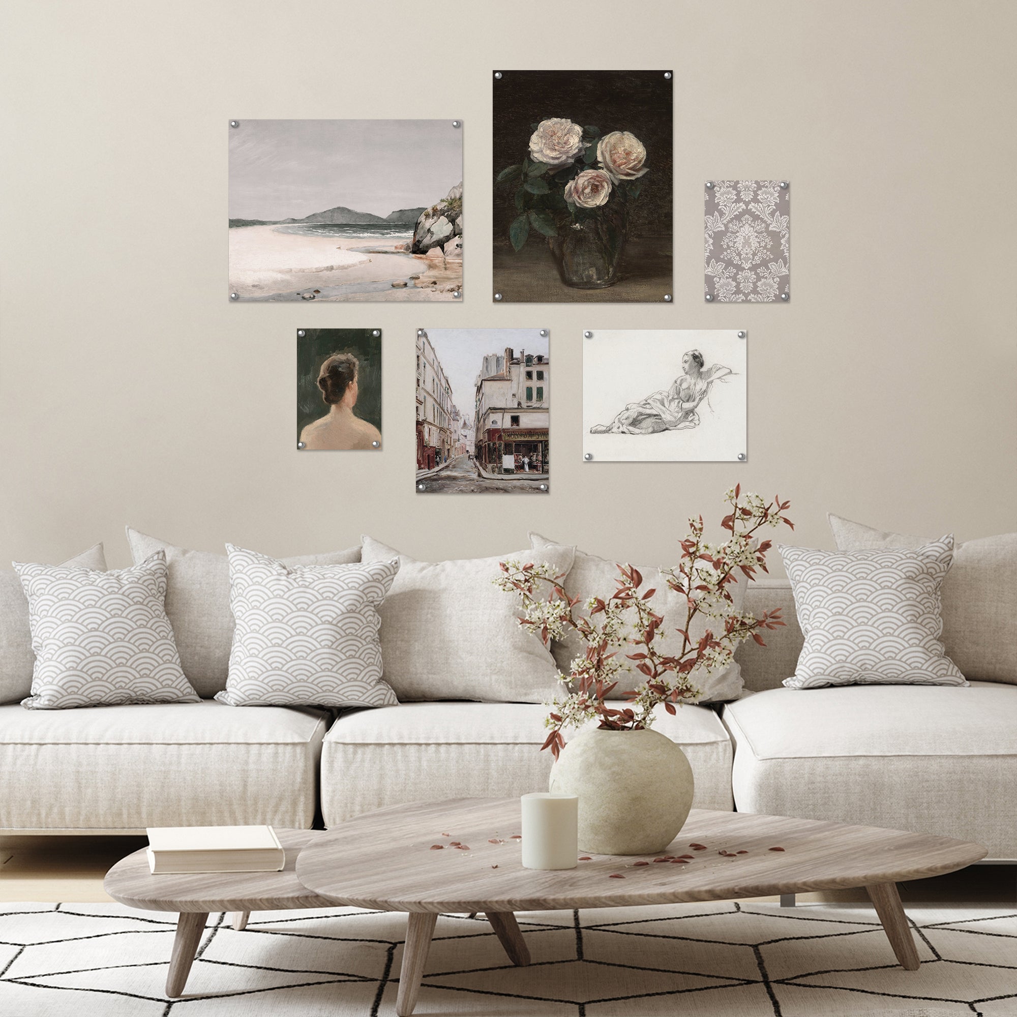 6 Piece Vintage Gallery Wall Art Set Poster Graceful Reverie Art by
