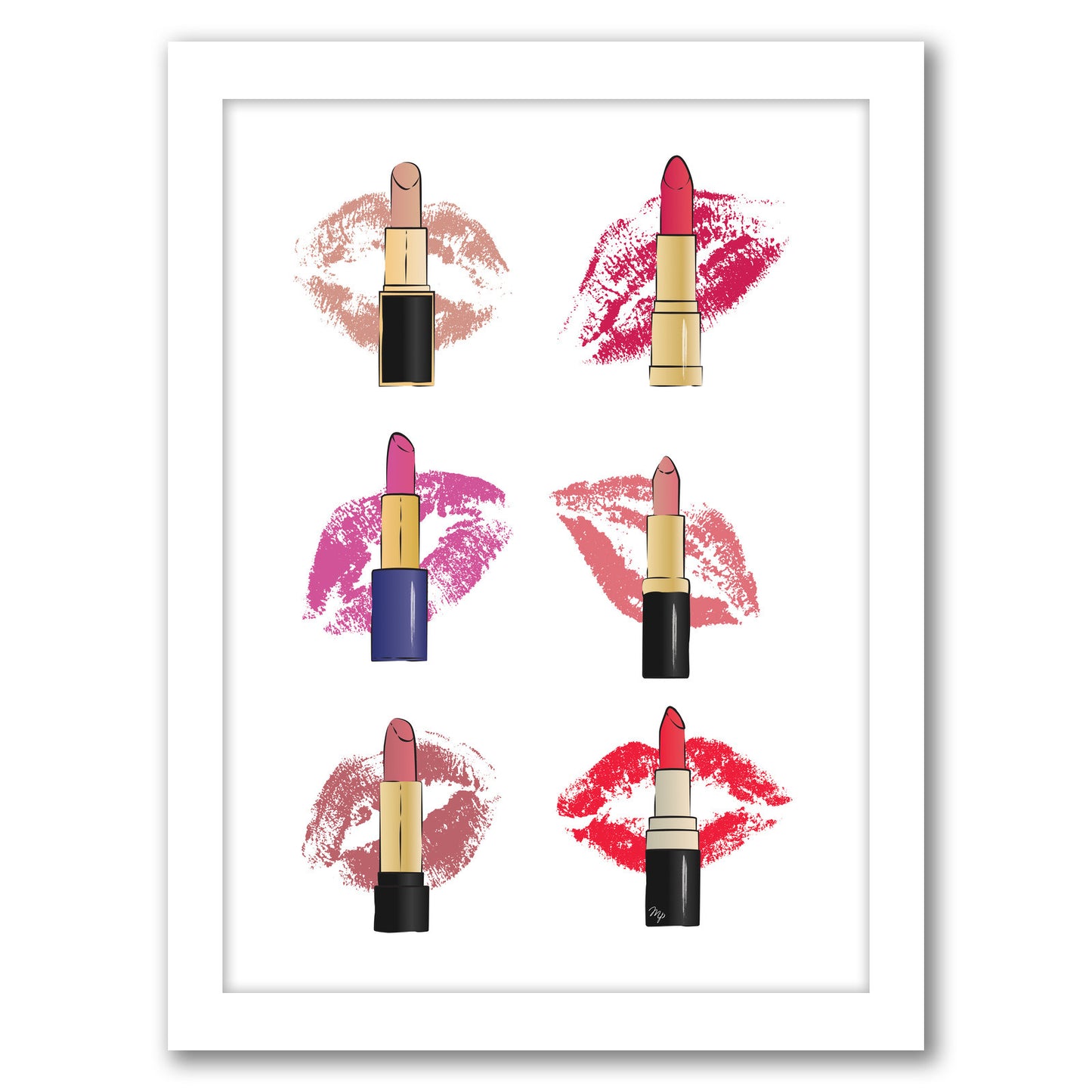 Lipsticks By Martina - White Framed Print