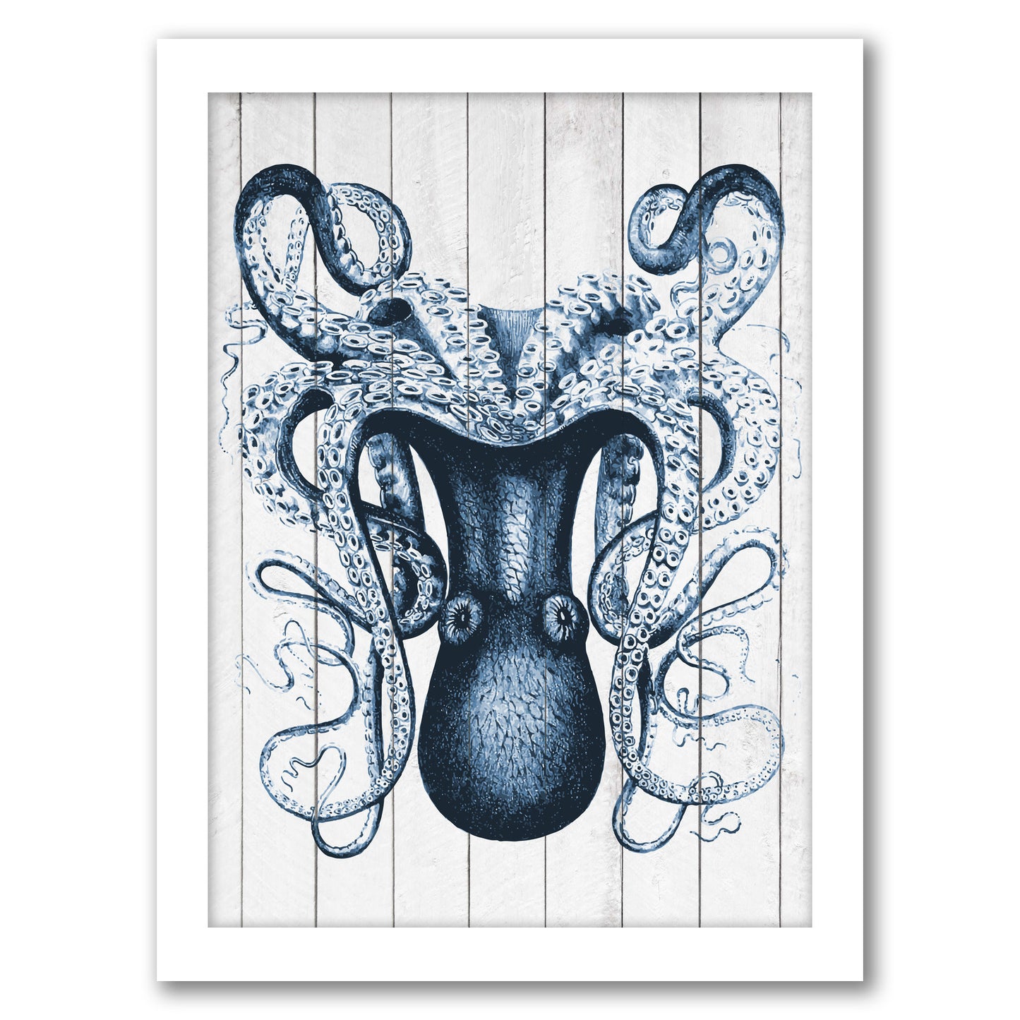 Wood Odd Angle Octopus by Samantha Ranlet - Framed Print