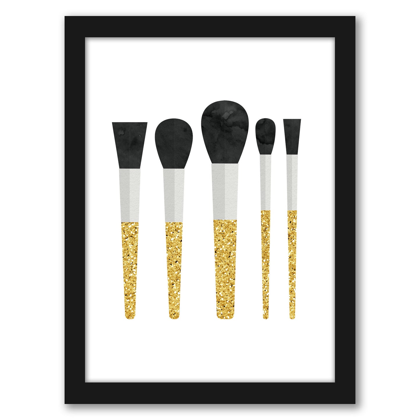 Gold Makeup Brushes by Peach & Gold Framed Print