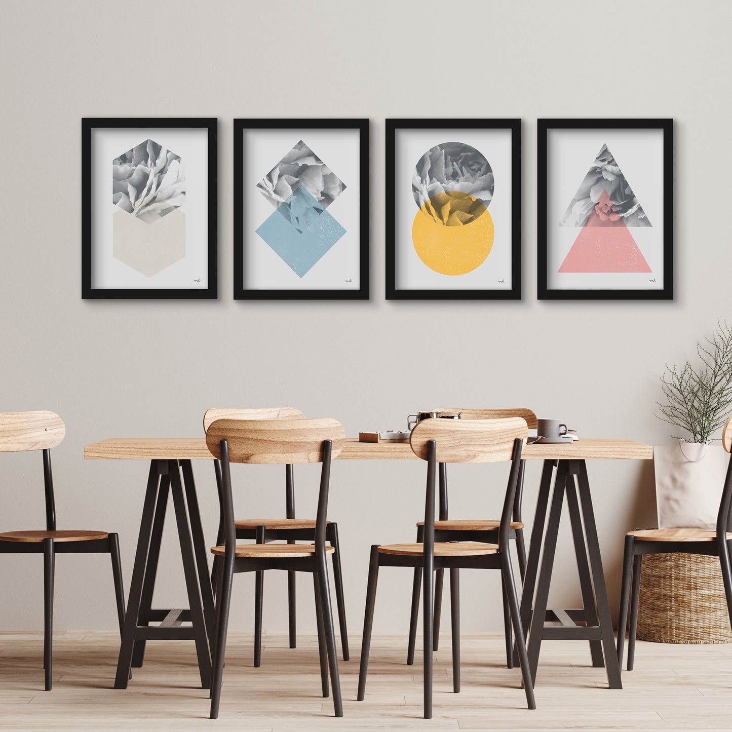 Geometric Marble by Silvia Vassileva - 4 Piece Gallery Framed Print Art Set