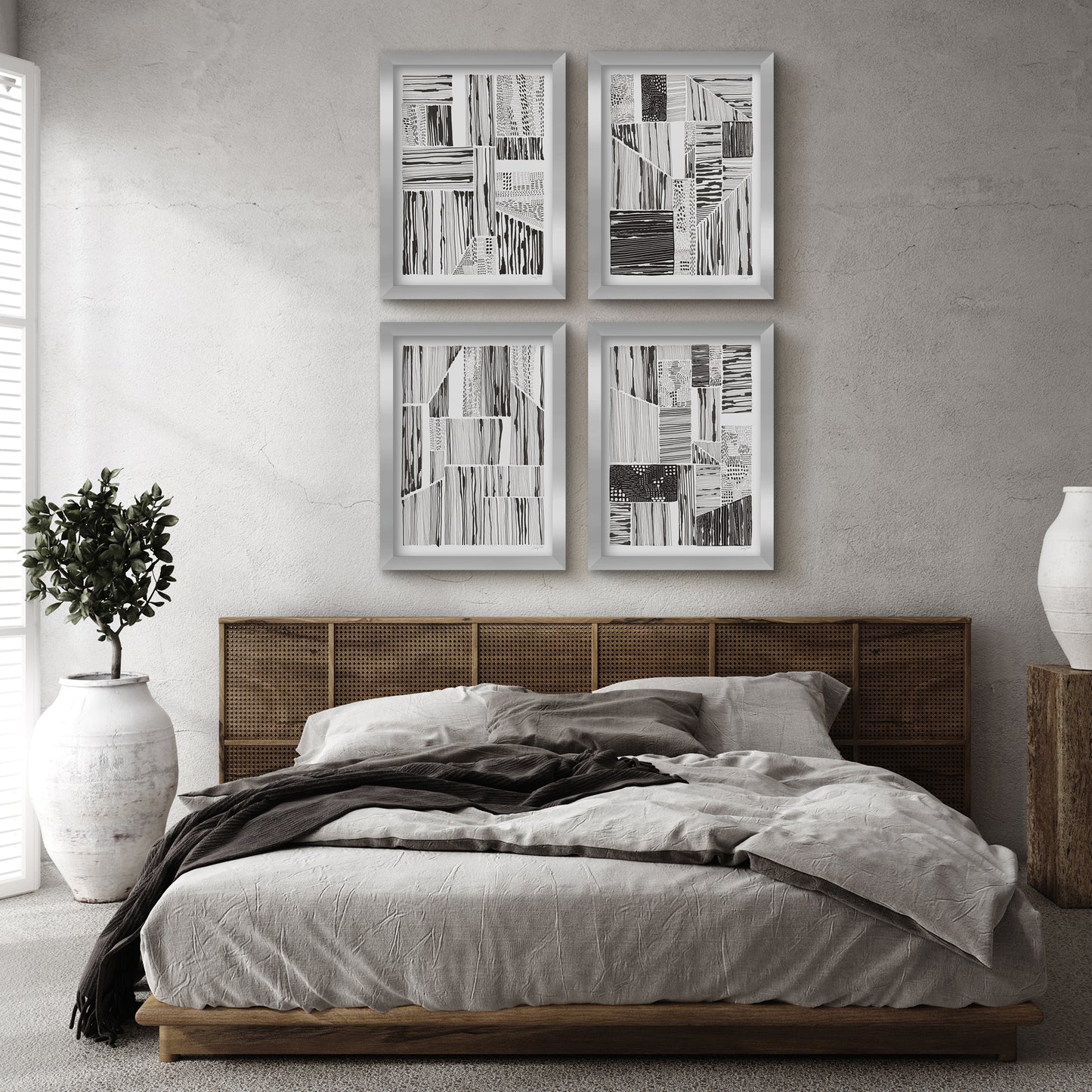 Lined Up by Silvia Vassileva - 4 Piece Gallery Framed Print Art Set