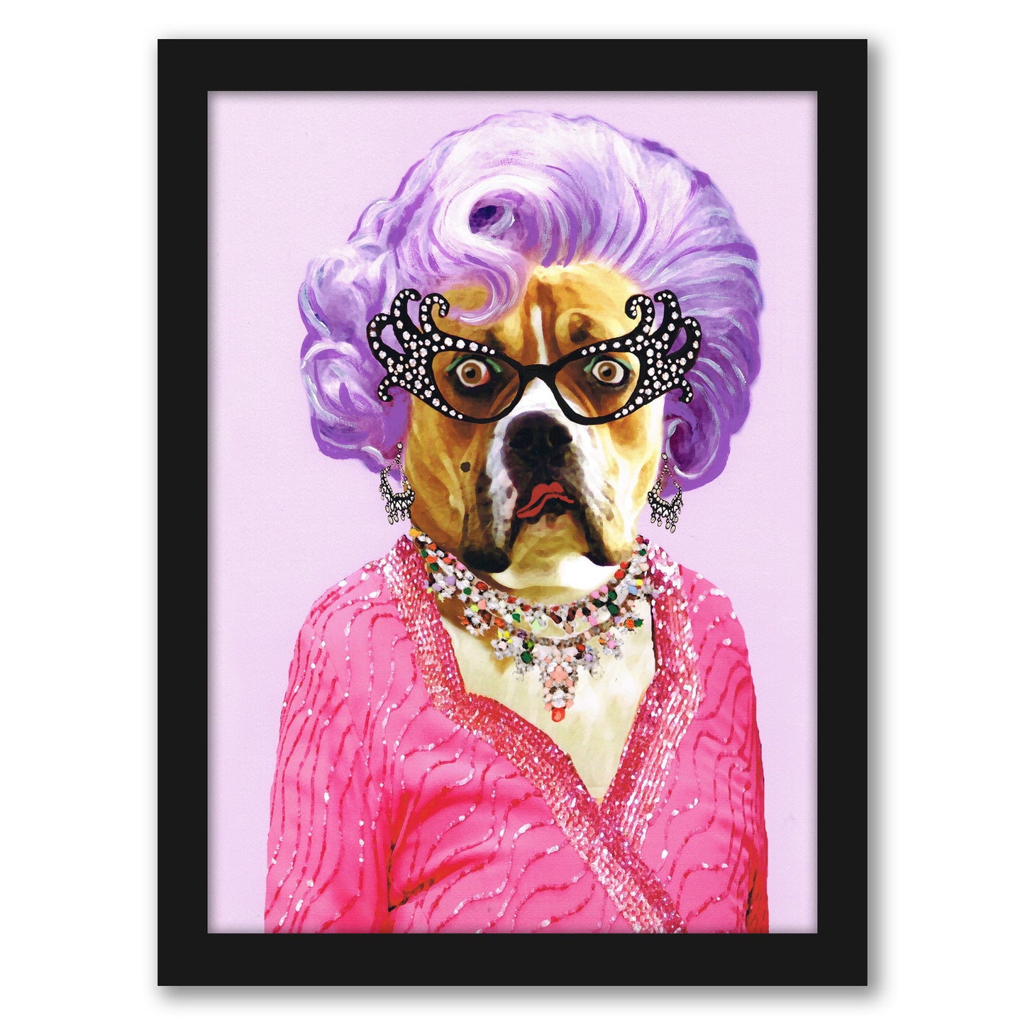 Dame Edna Bulldog By Coco De Paris - Framed Print