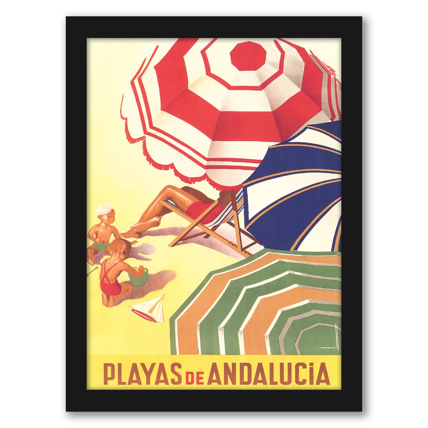 Travel Poster For Spanish Beaches by Found Image Press - Framed Print
