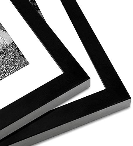 2 Pack -12x16 Picture Frame in Black - Displays 8x12 With Mat or 12x16 Without Mat - Composite Wood with Shatter Resistant Glass - Horizontal and Vertical Formats for Wall - Americanflat