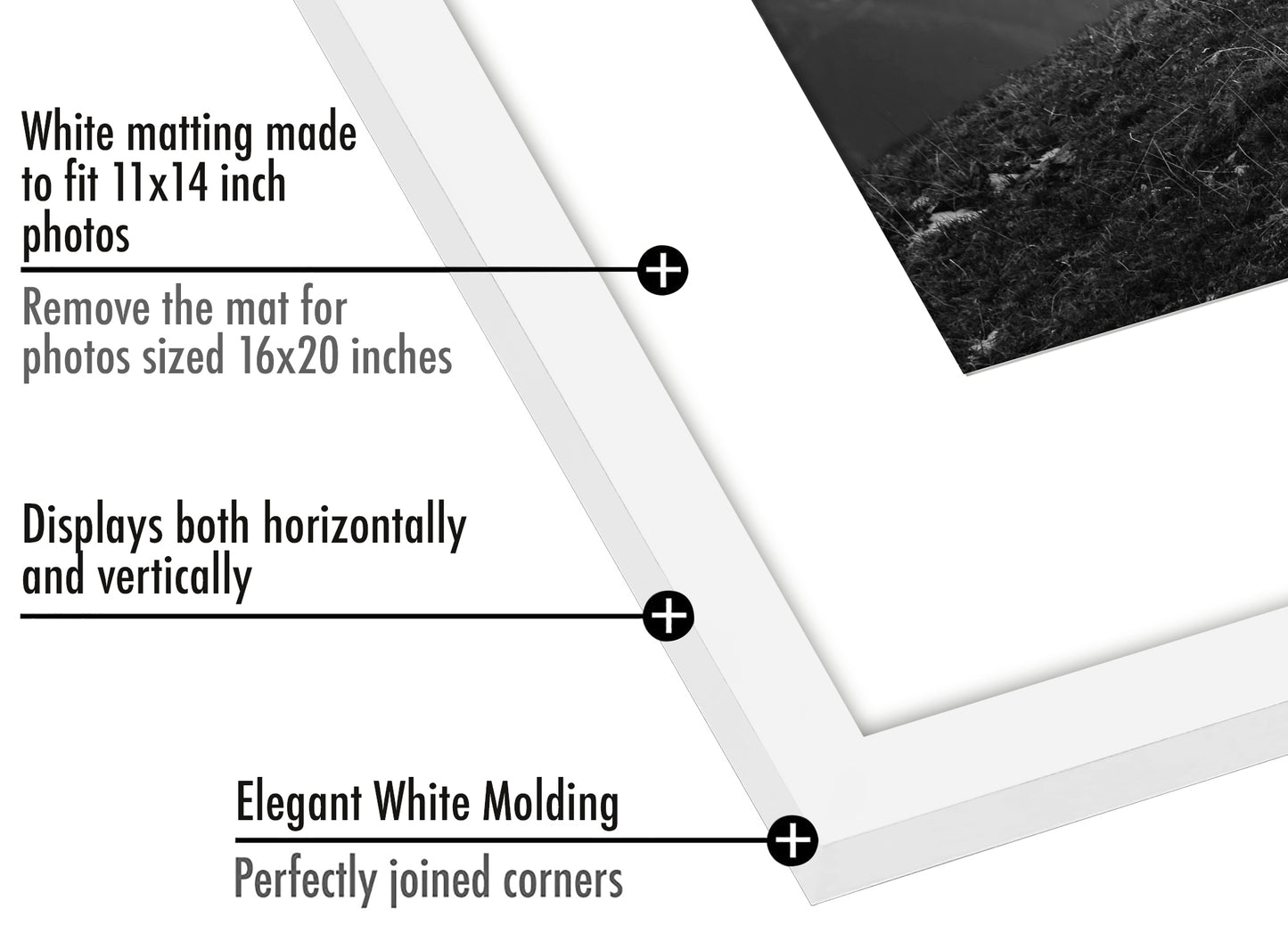 Picture Frame - Set of 2 - with Mat or Without Mat - Plexiglass Cover and Hanging Hardware included