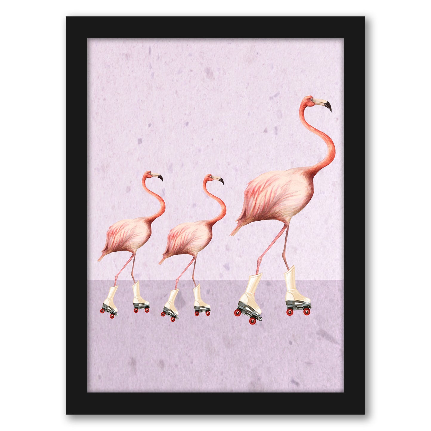 Flamingo Rollerskate Familly By Coco De Paris - Framed Print