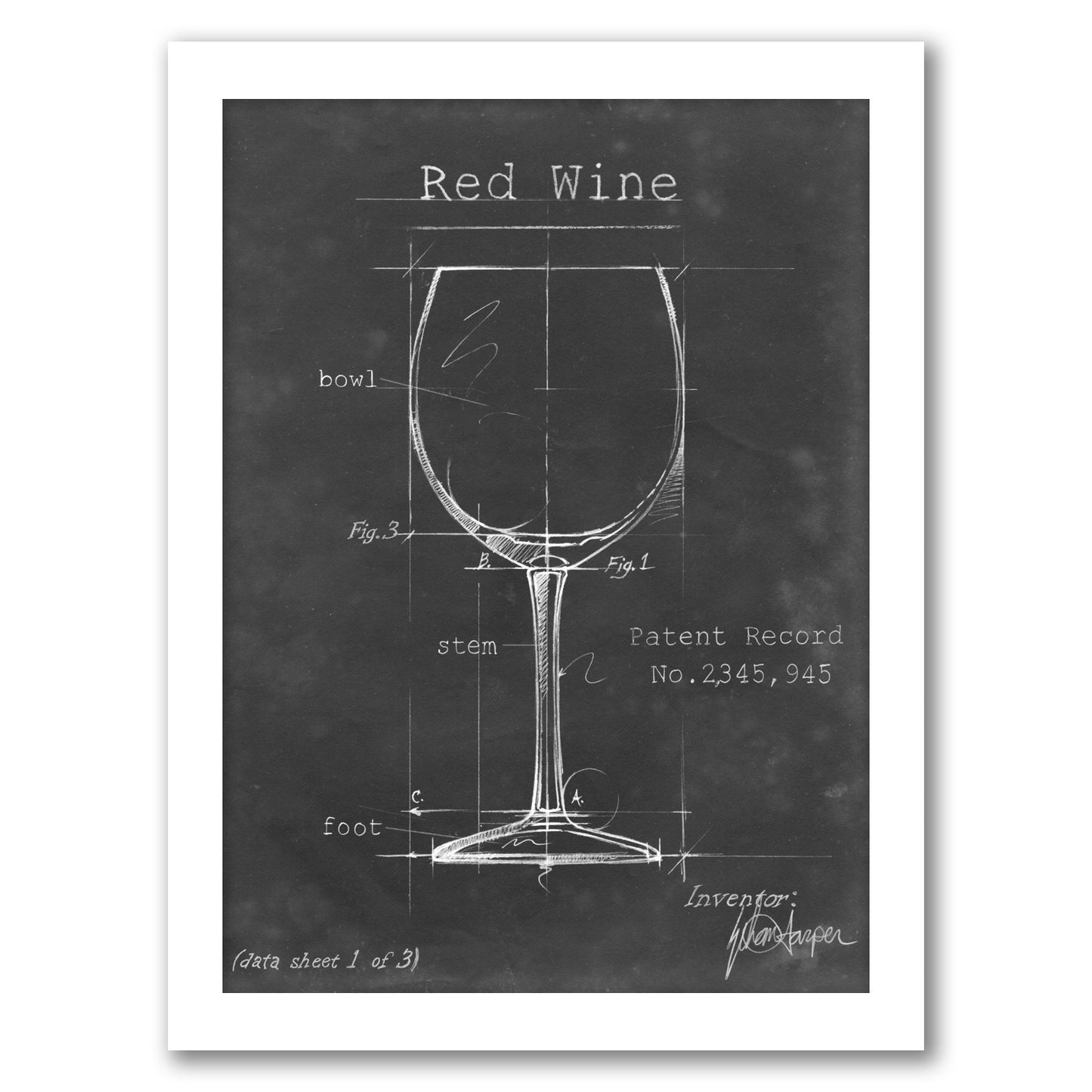 Barware Blueprint III by Ethan Harper by World Art Group - White Framed Print