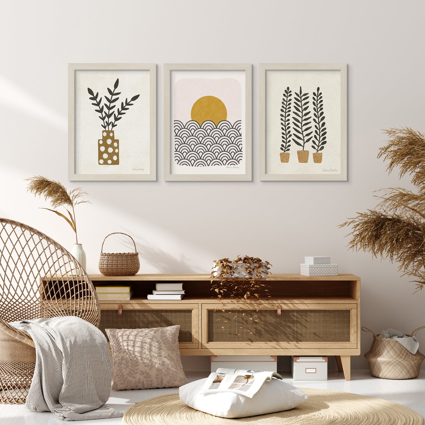 Nature Waves by Pauline Stanley - 3 Piece Gallery Framed Print Art Set - Americanflat
