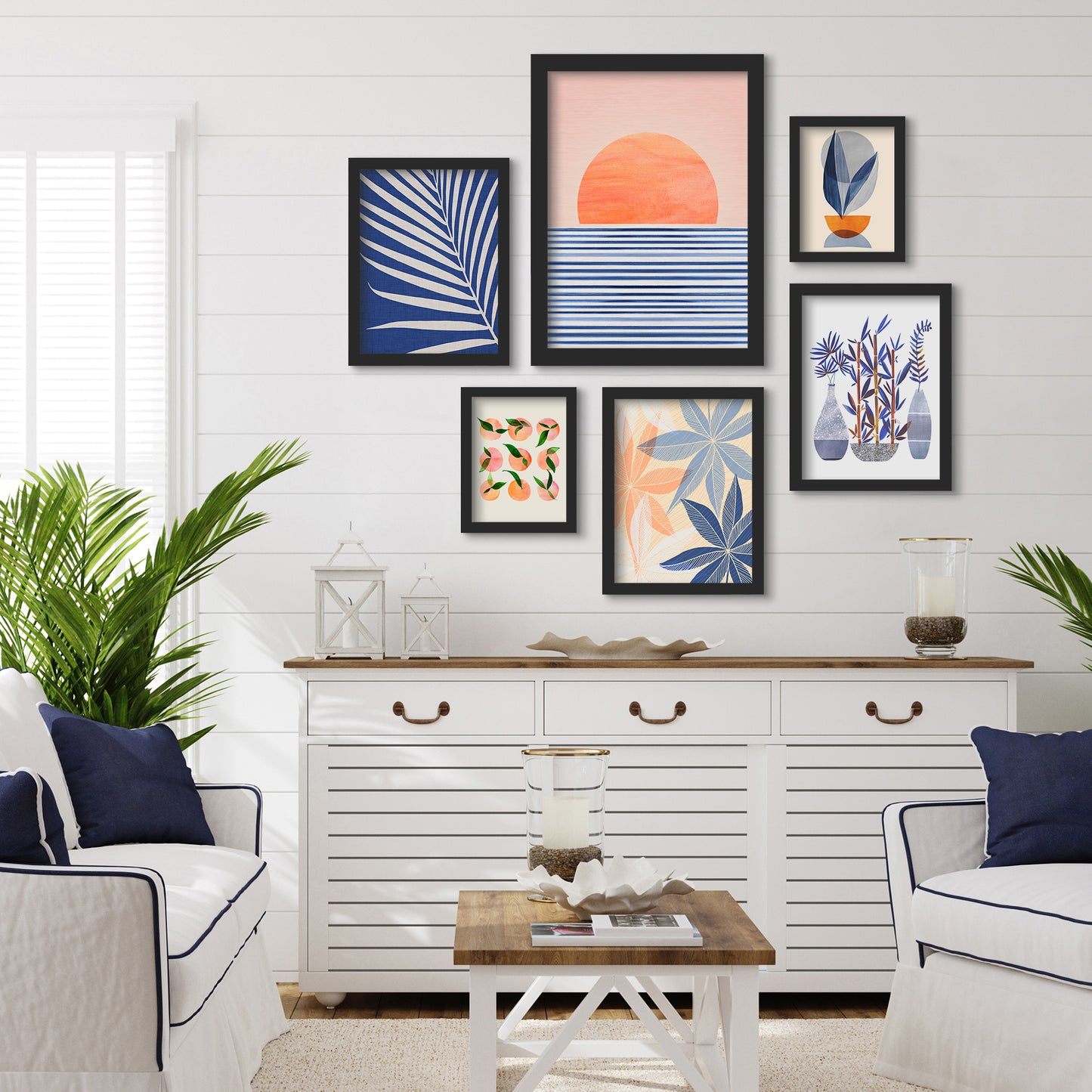 Minimal Sunrise II - 6 Piece Framed Gallery Wall Set - Art Set - Americanflat