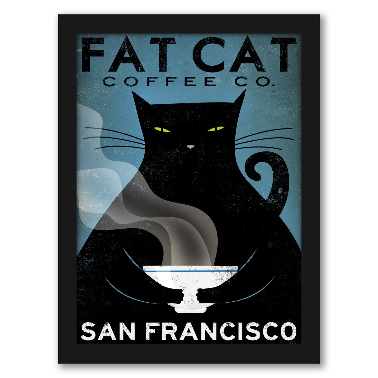 Cat Coffee by Wild Apple - Framed Print