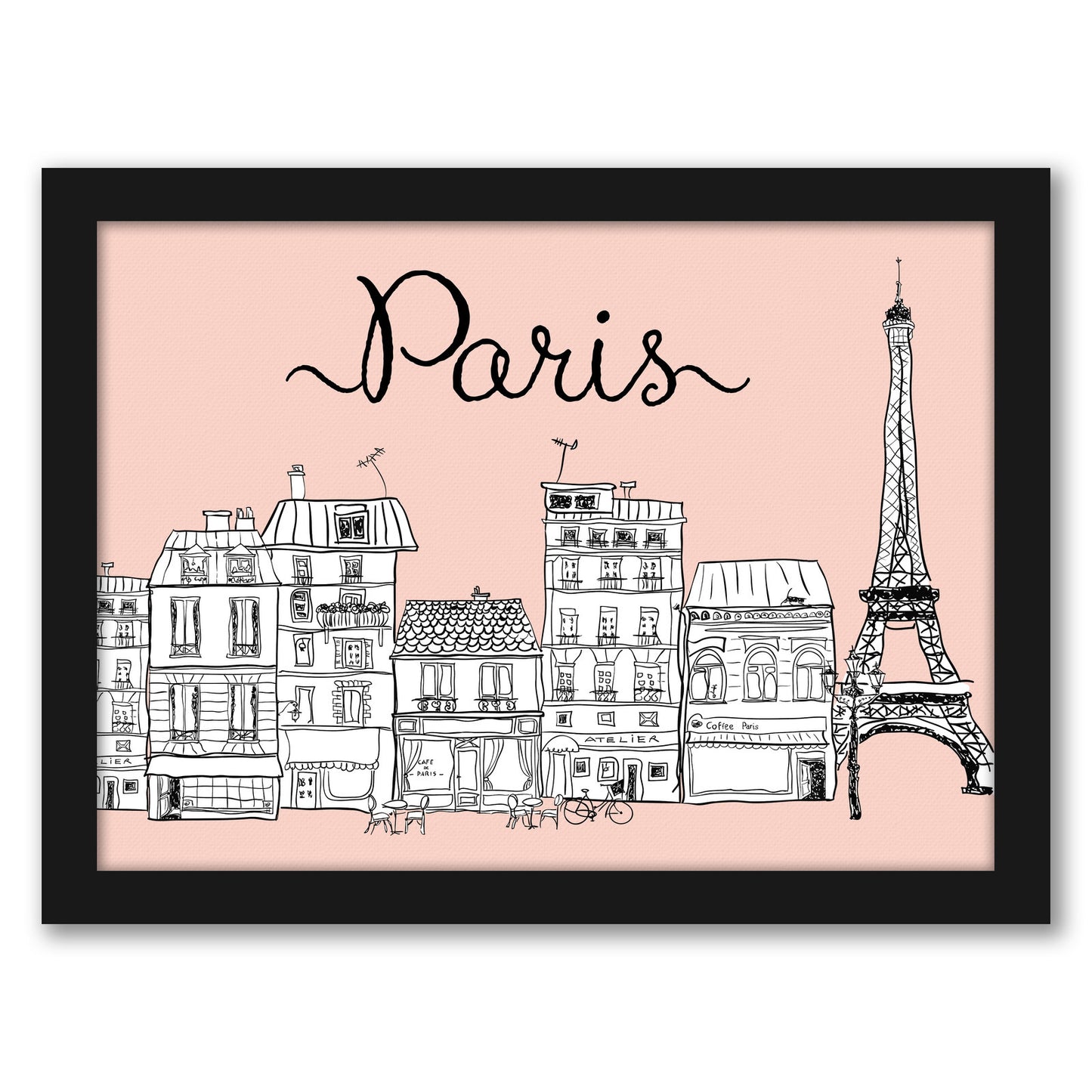 Paris on Pink by Peach & Gold - Framed Print