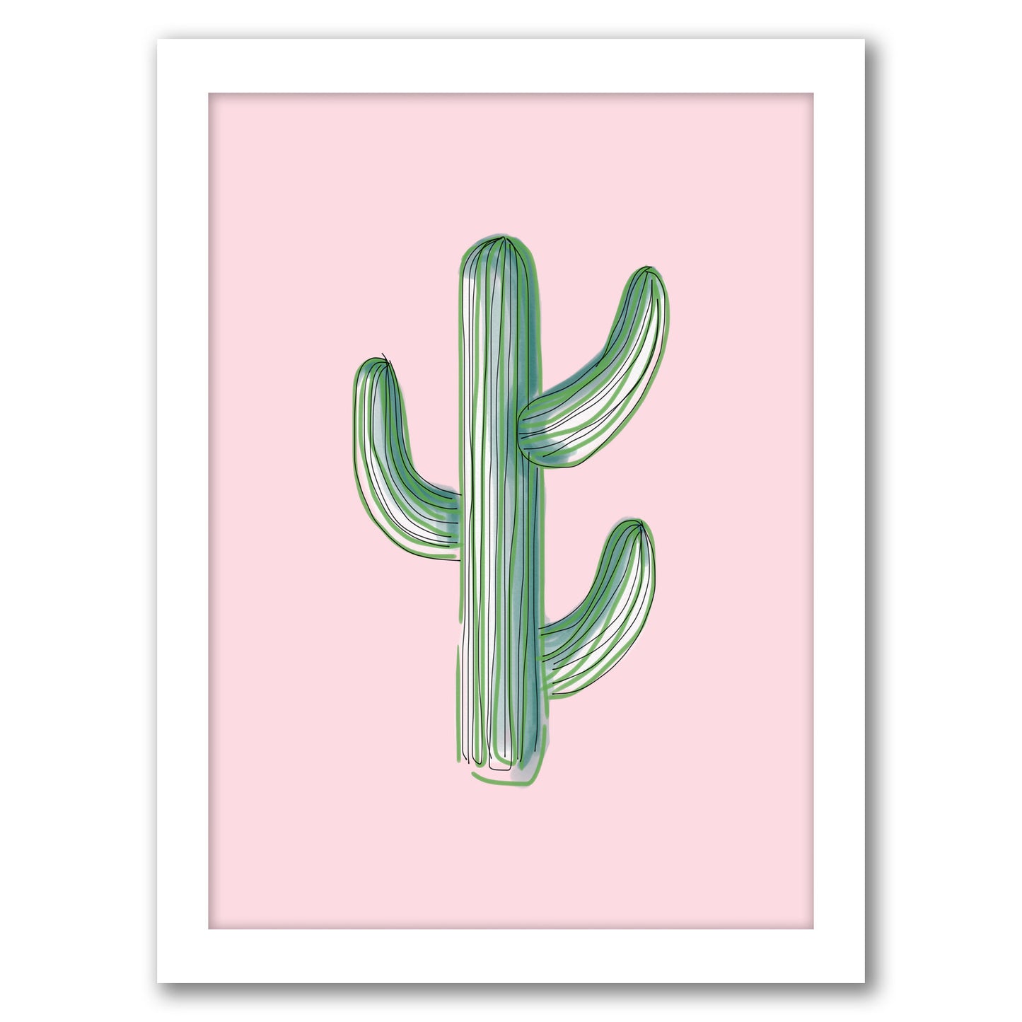 Lonely Cactus On Pink by Emanuela Carratoni - Framed Print