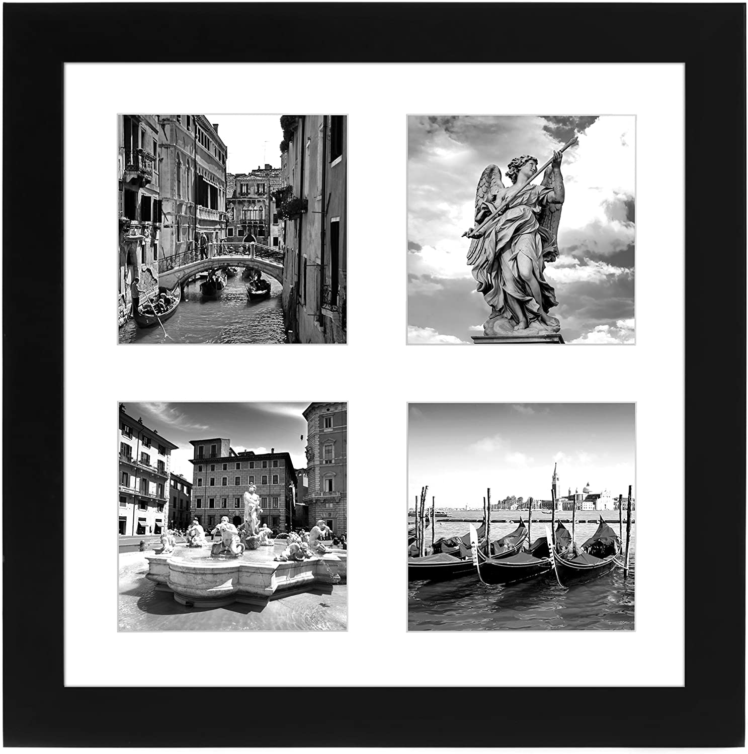 4x6 4opening Collage Matted Picture Frame, Displays Four, Black 