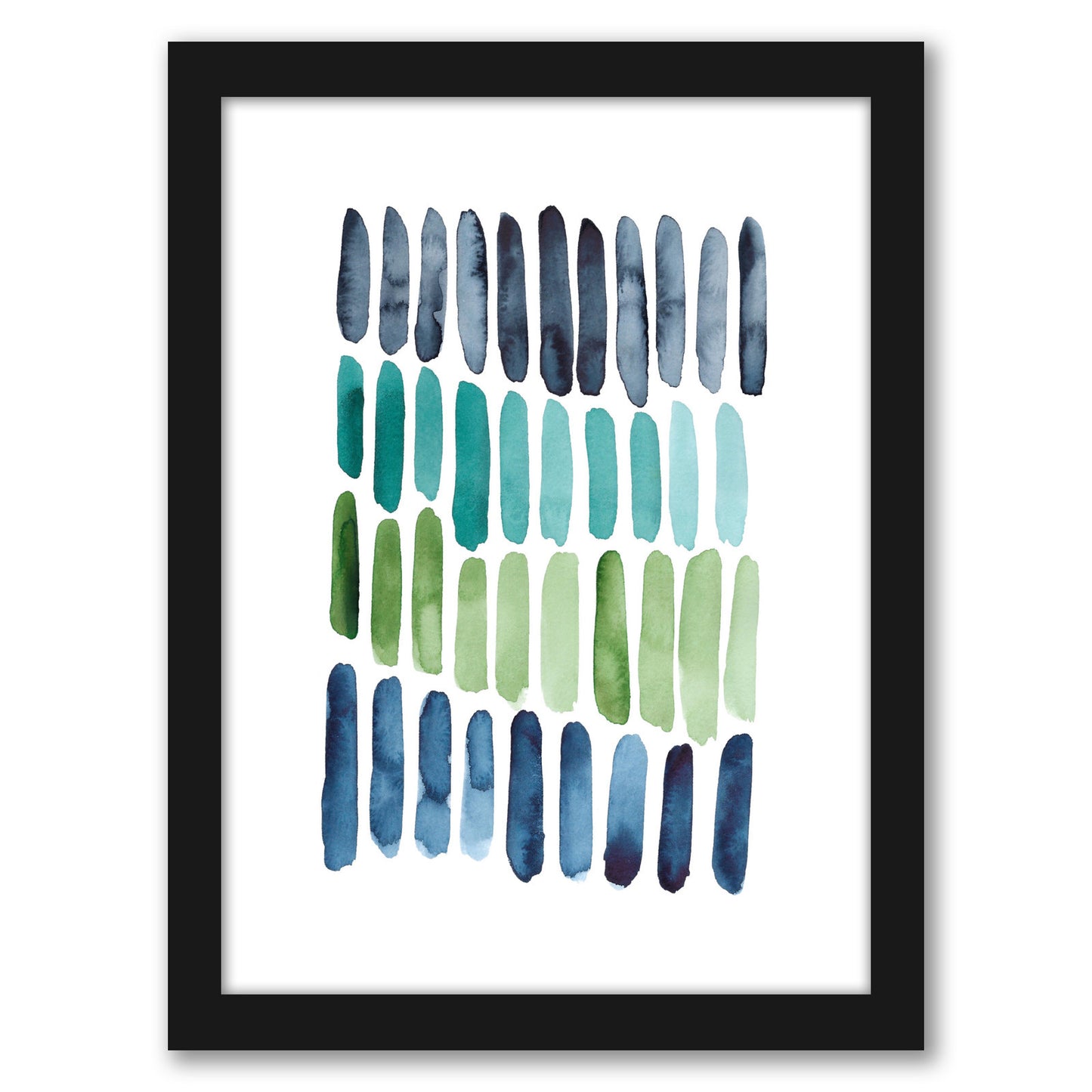 Blue Green Strokes By Lisa Nohren - Framed Print
