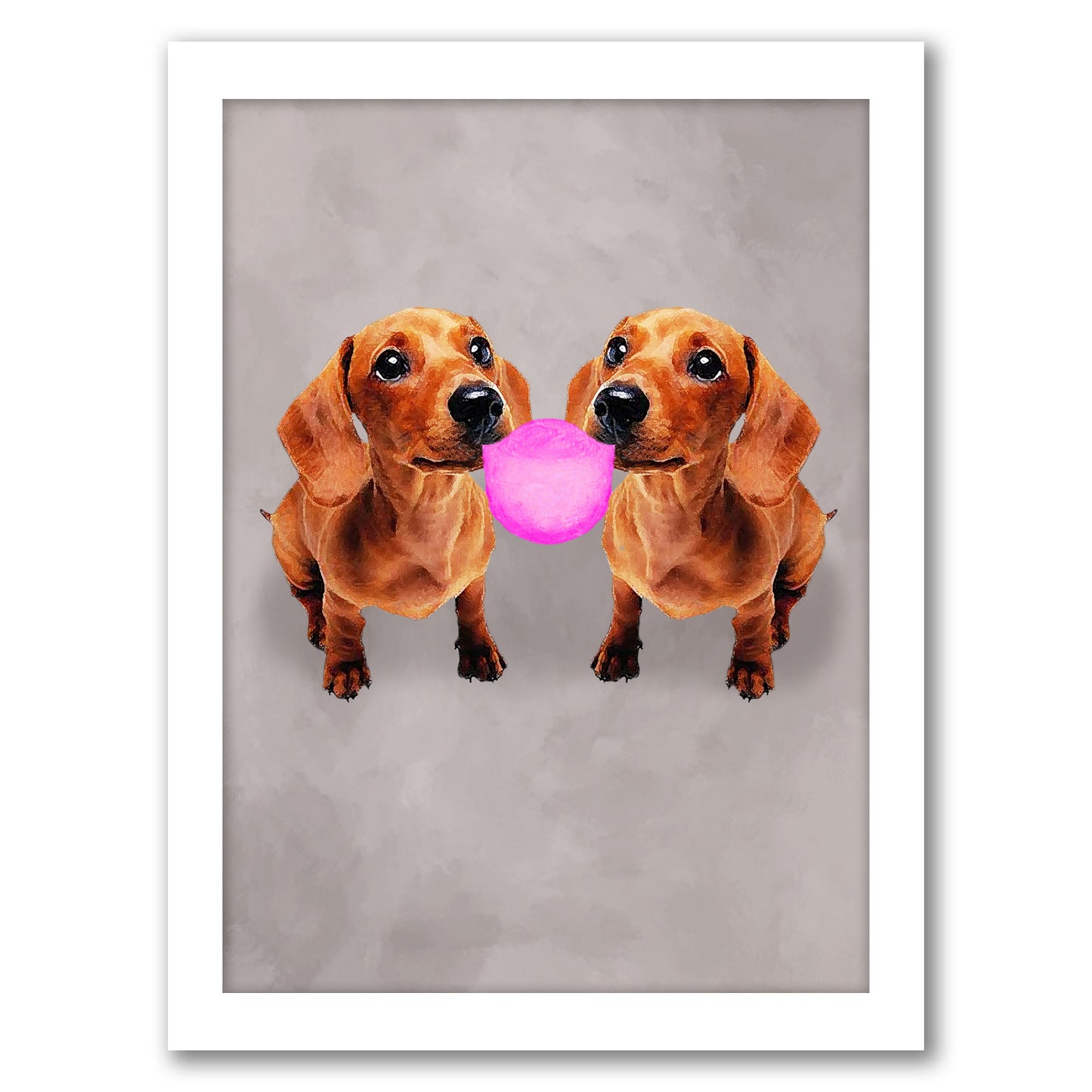 Dachshunds With Bubblegum By Coco De Paris - Framed Print
