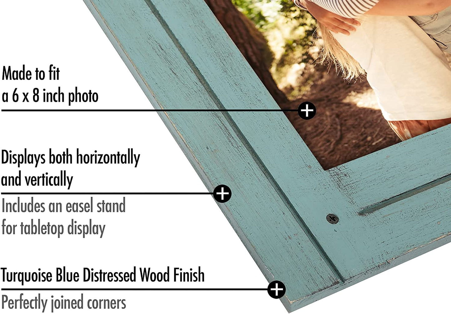 Rustic Picture Frame with Textured Wood | Choose Size and Color