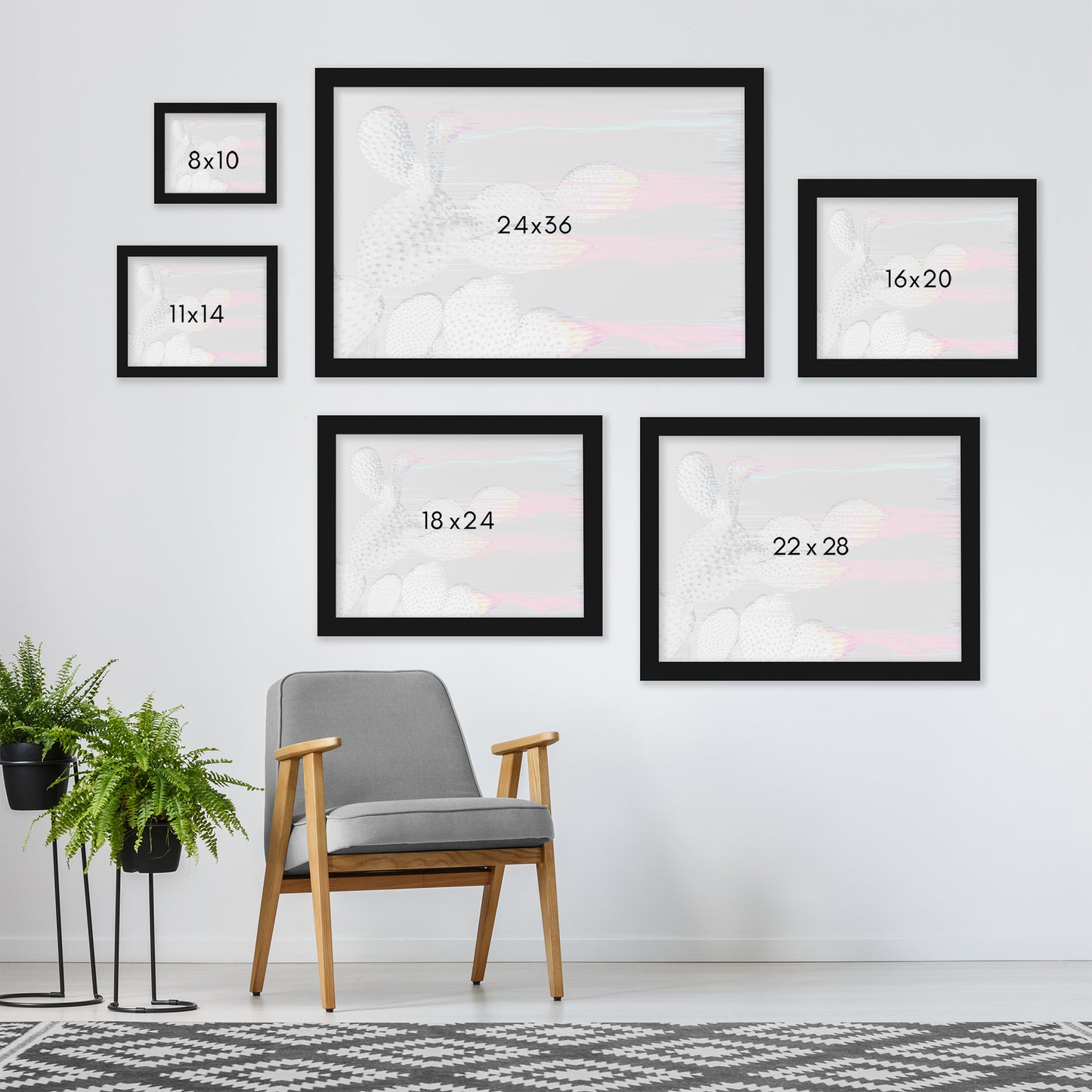 Glitched Cactus by Emanuela Carratoni - Framed Print