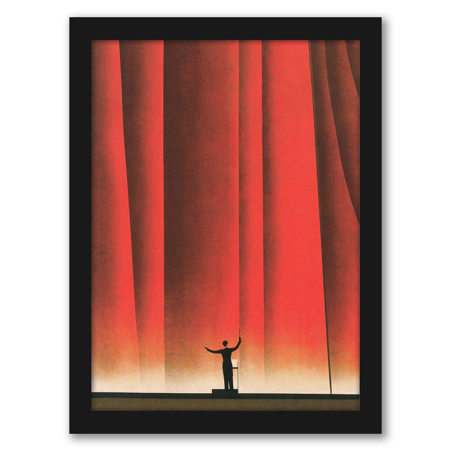 Conductor In Front Of Curtain by Found Image Press - Framed Print
