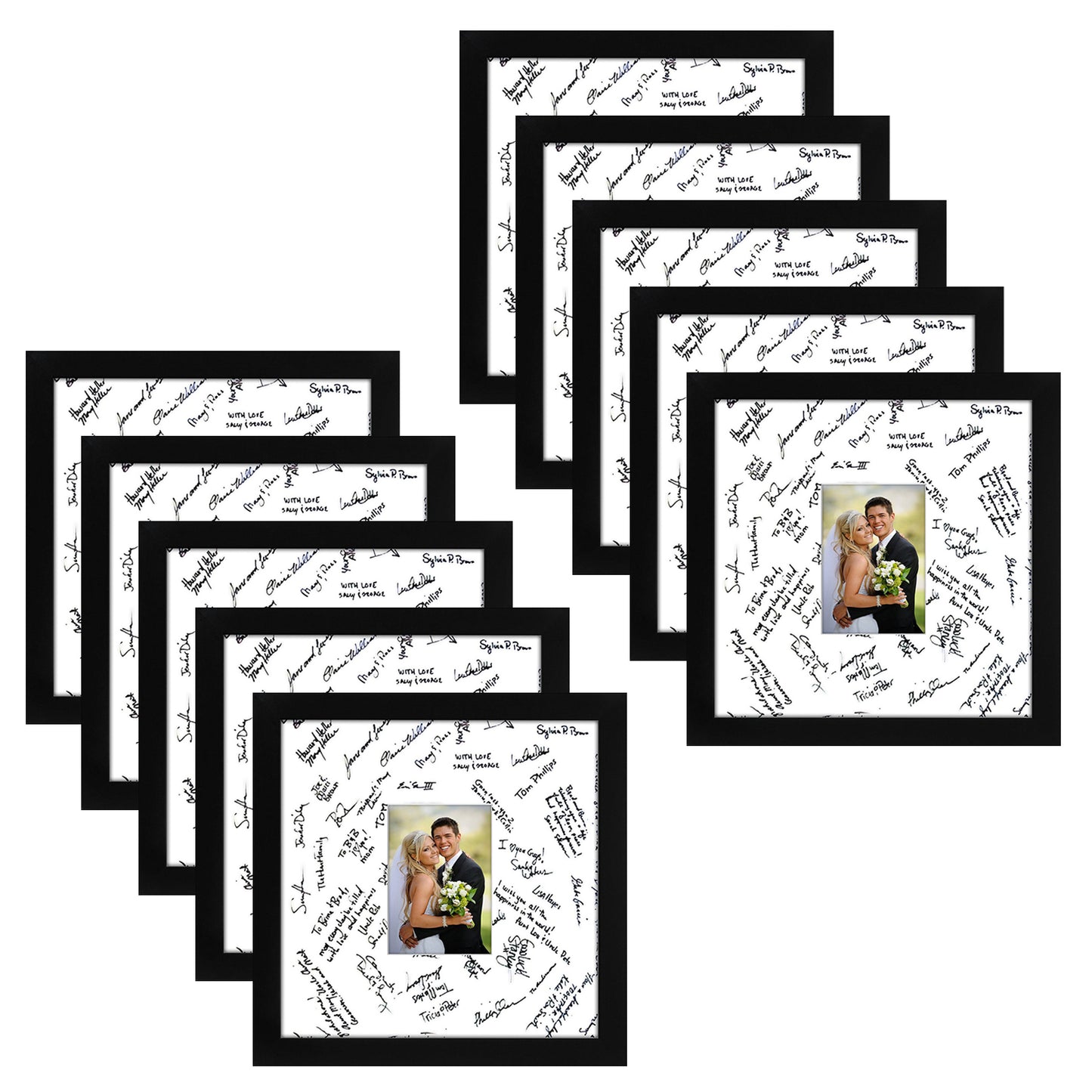 Wedding Signature Picture Frame - Display Pictures 5x7 or 14x14 Without Mat - Made with Glass - Picture Frame - Americanflat