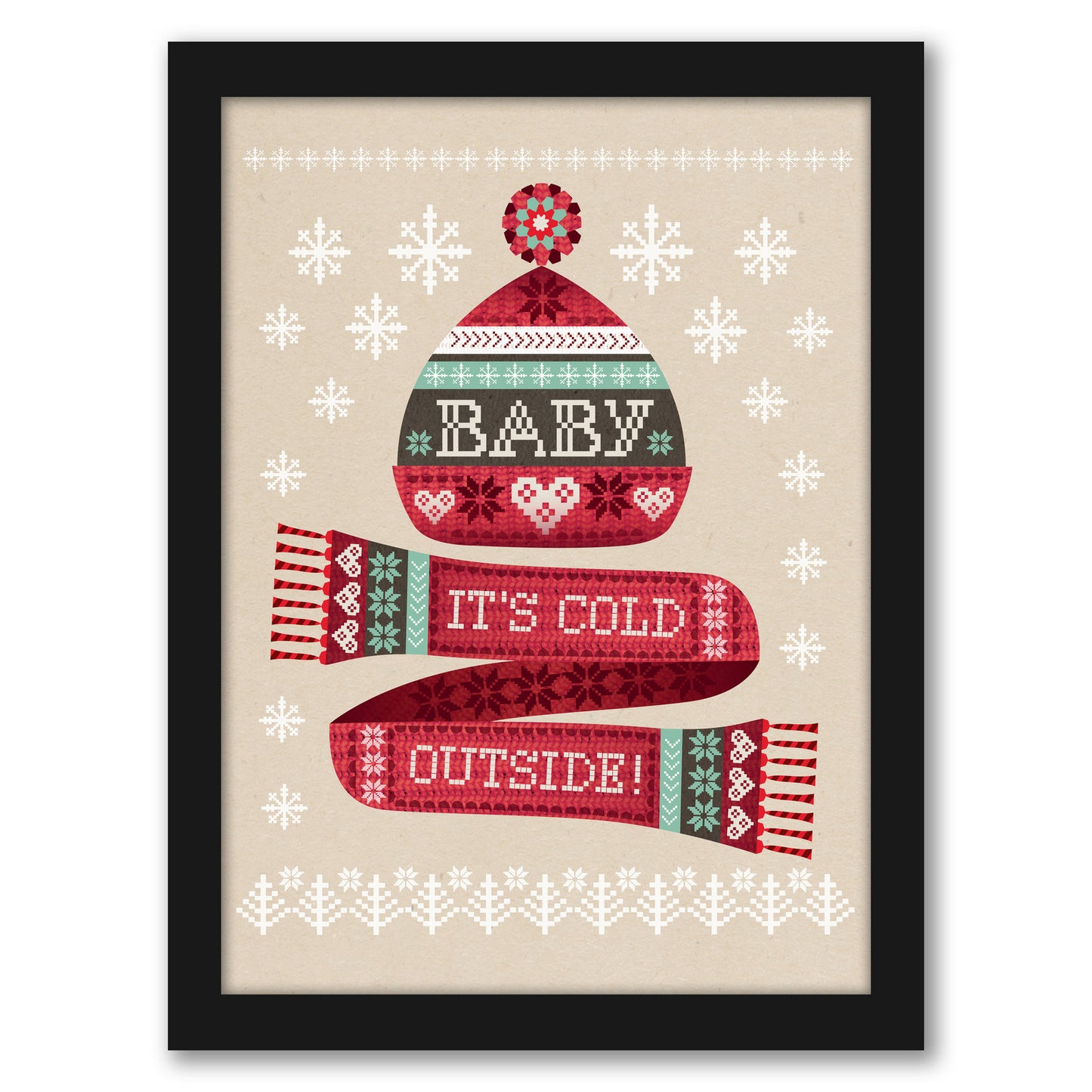 Christmas Hat And Scarf by Amanda Shufflebotham - Framed Print