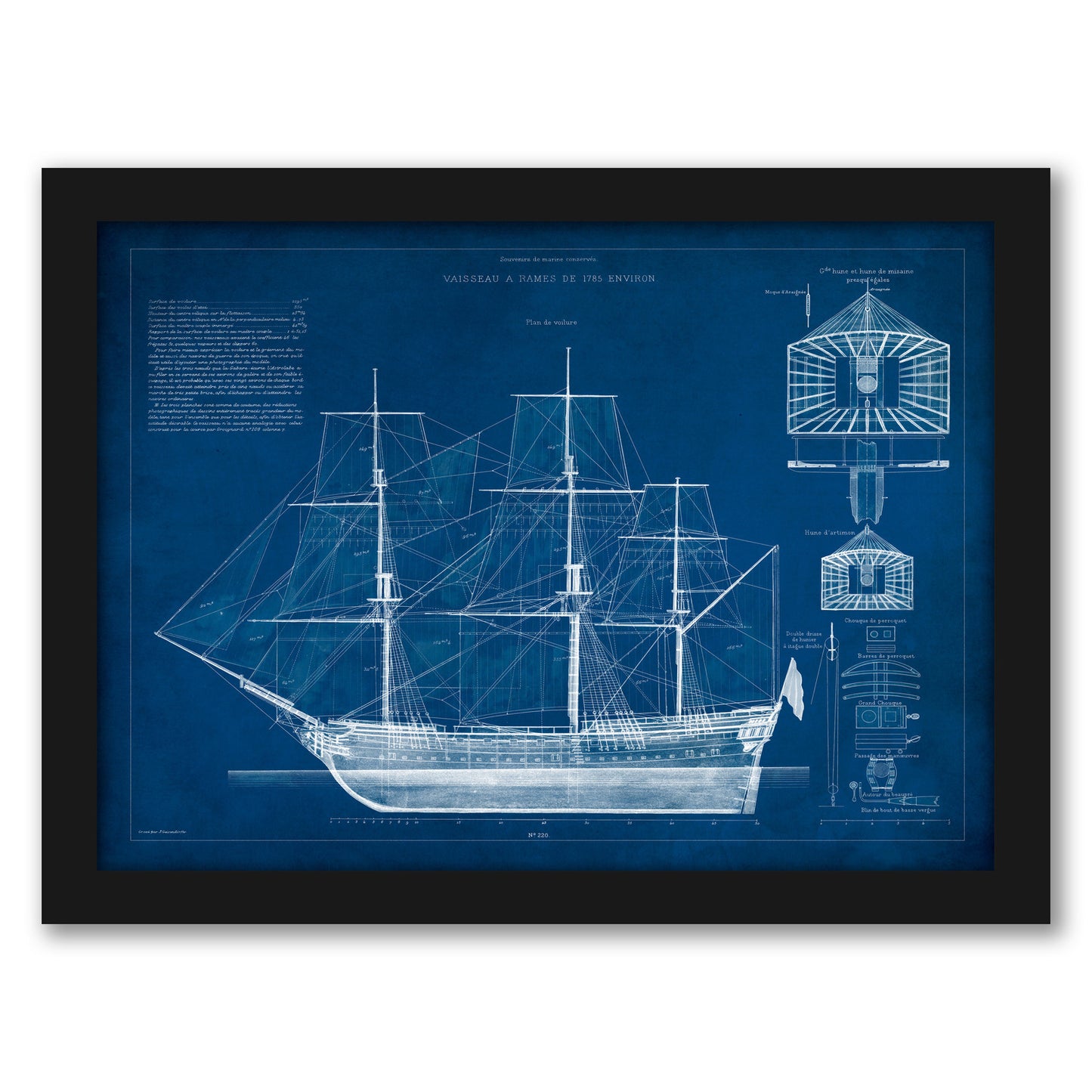 Antique Ship Blueprint IV by Vision Studio by World Art Group - Framed Print