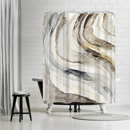 71" x 74" Abstract Shower Curtain with 12 Hooks, Gulf by Pi Creative Art - Shower Curtain