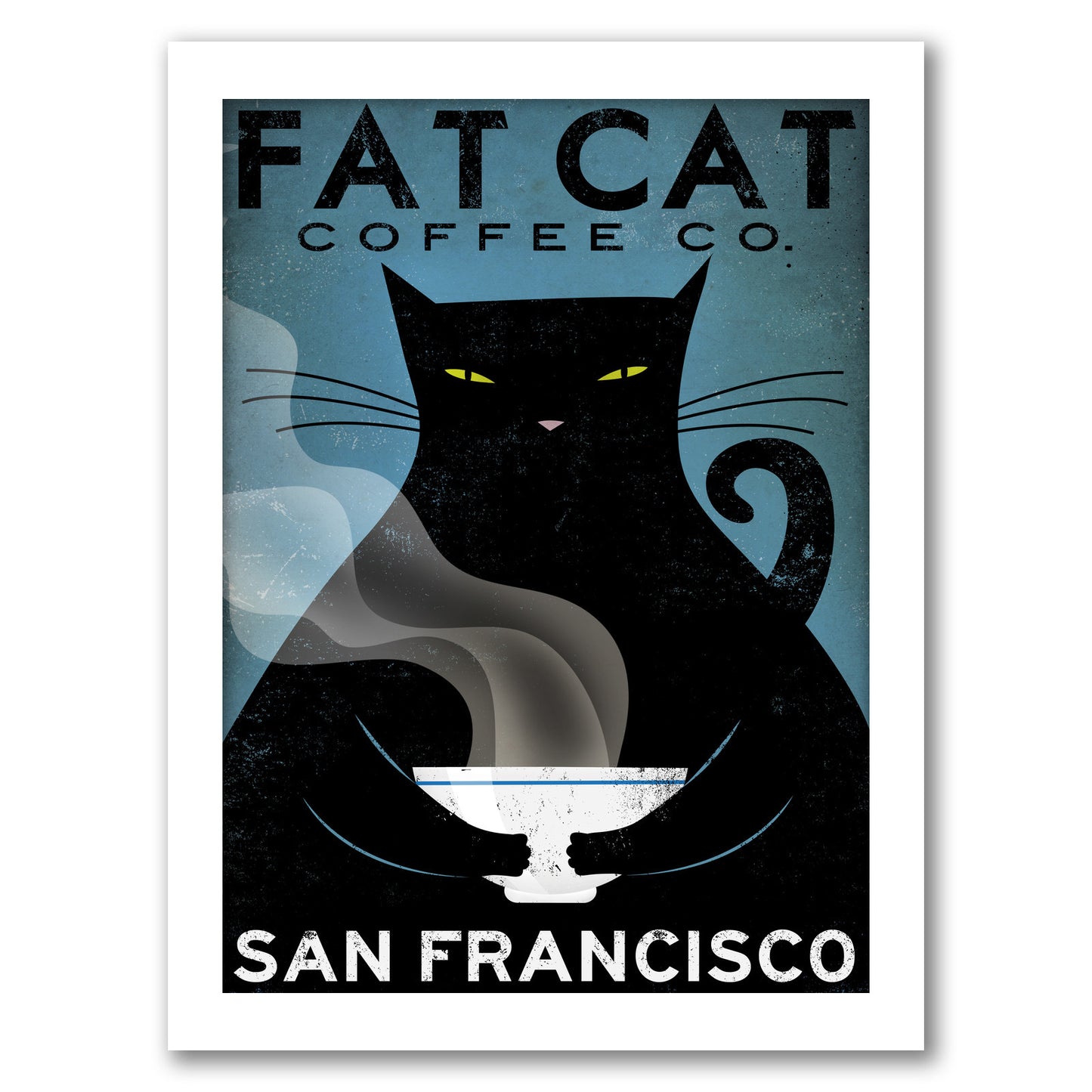 Cat Coffee by Wild Apple - Framed Print