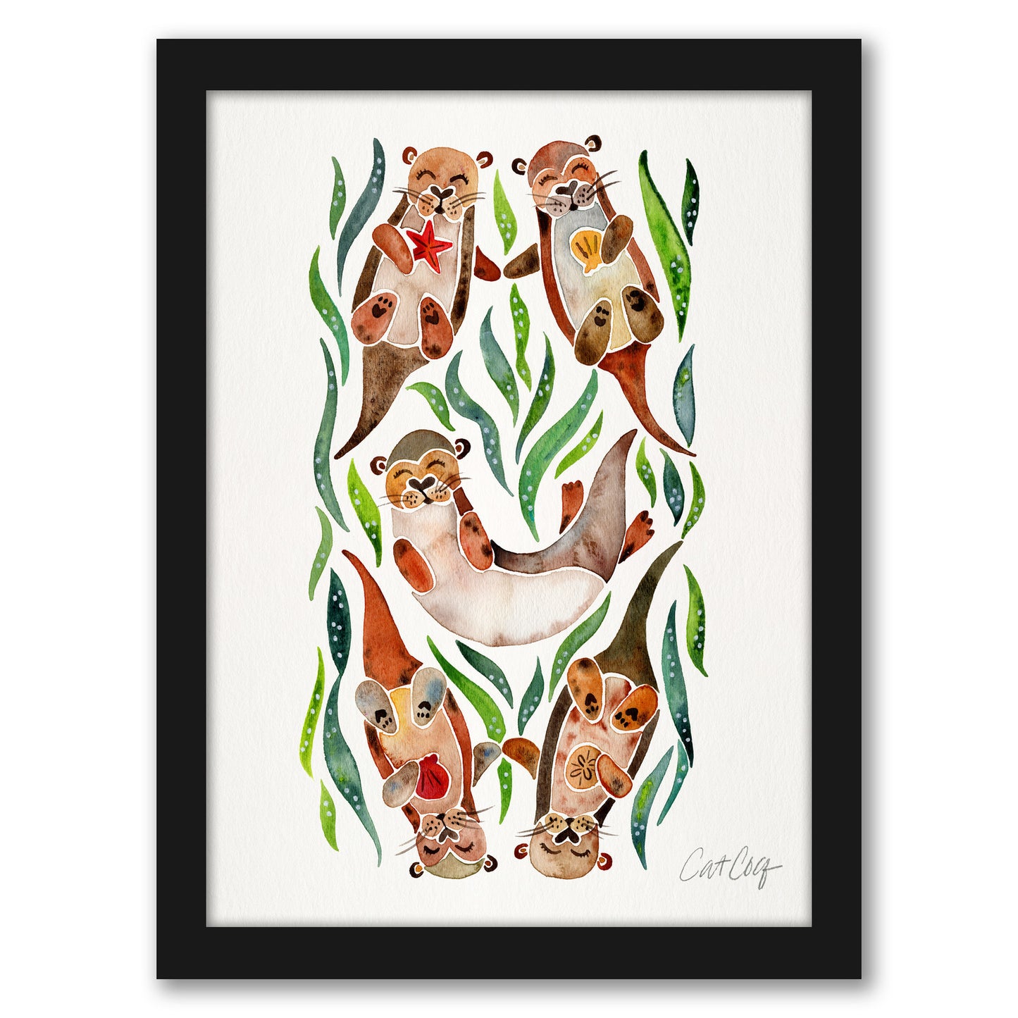 Five Otters by Cat Coquillette - Framed Print