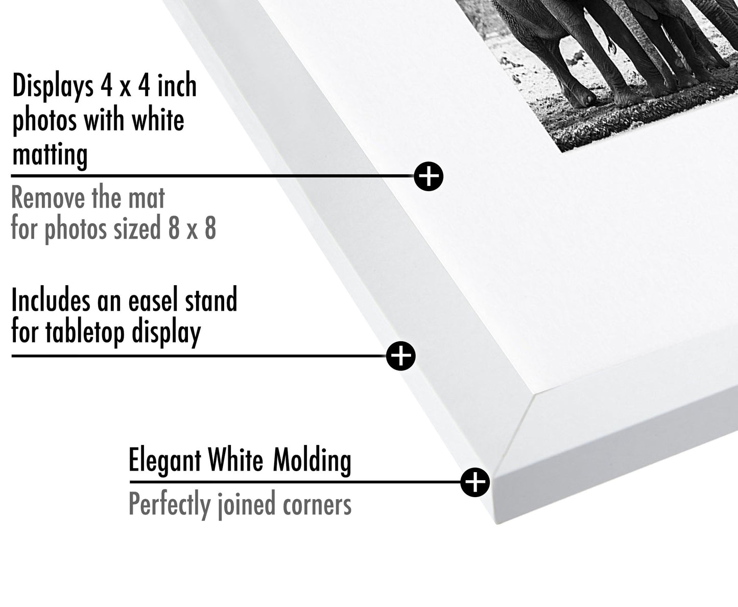 Picture Frame in White with Shatter Resistant Glass and Easel Stand for Wall and Tabletop - 8" x 8" - Pack of 15 - Picture Frame - Americanflat