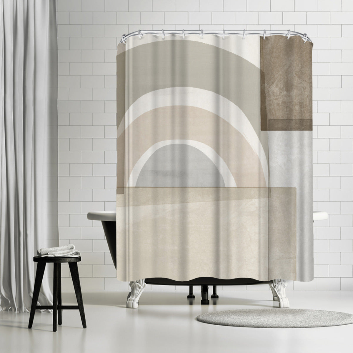 Beige Color Blocks by Pi Creative Art - Shower Curtain