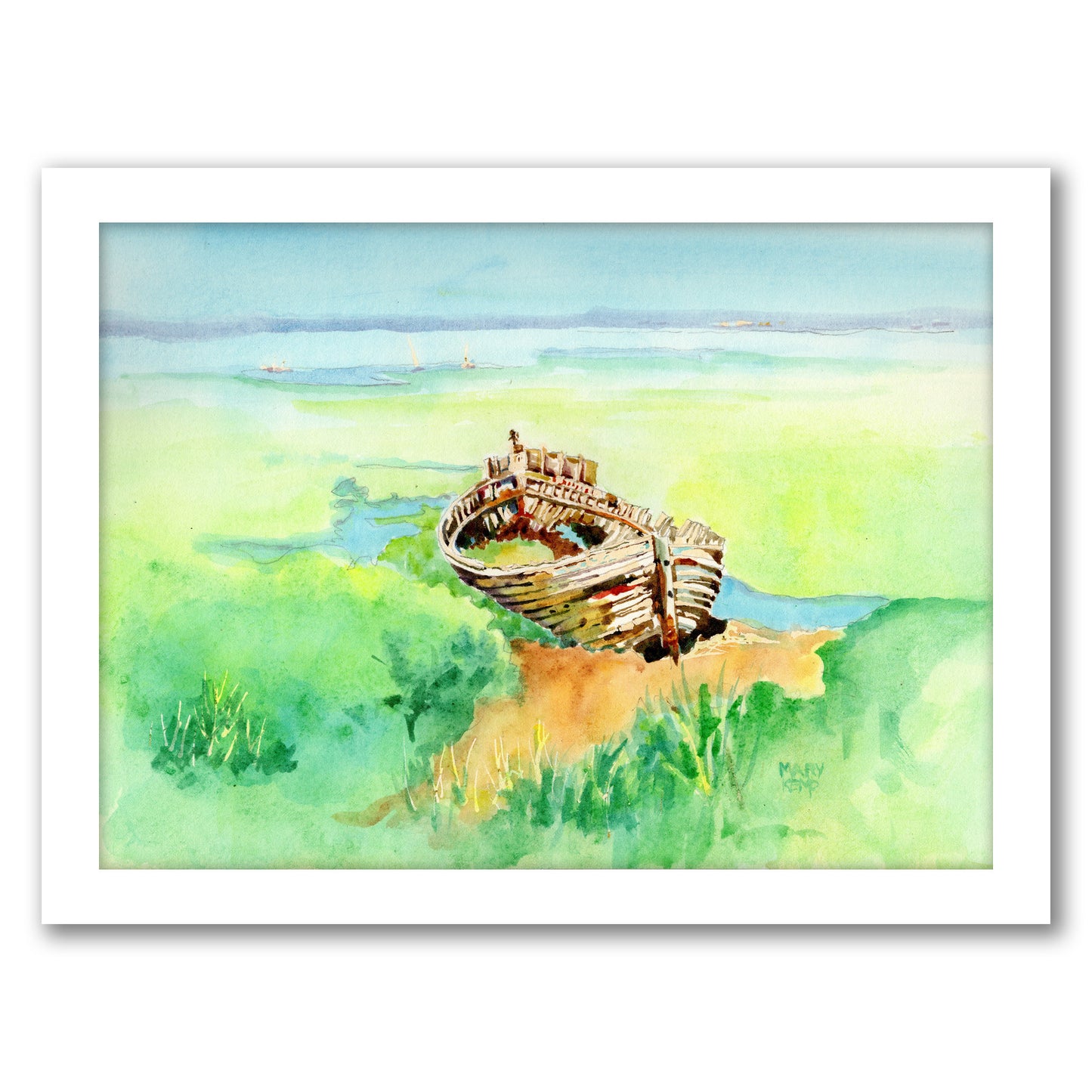 Boat Skeleton By Mary Kemp - White Framed Print