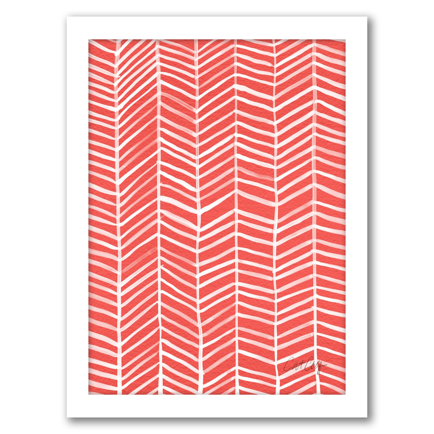 Coral Herring Bone by Cat Coquillette - Framed Print