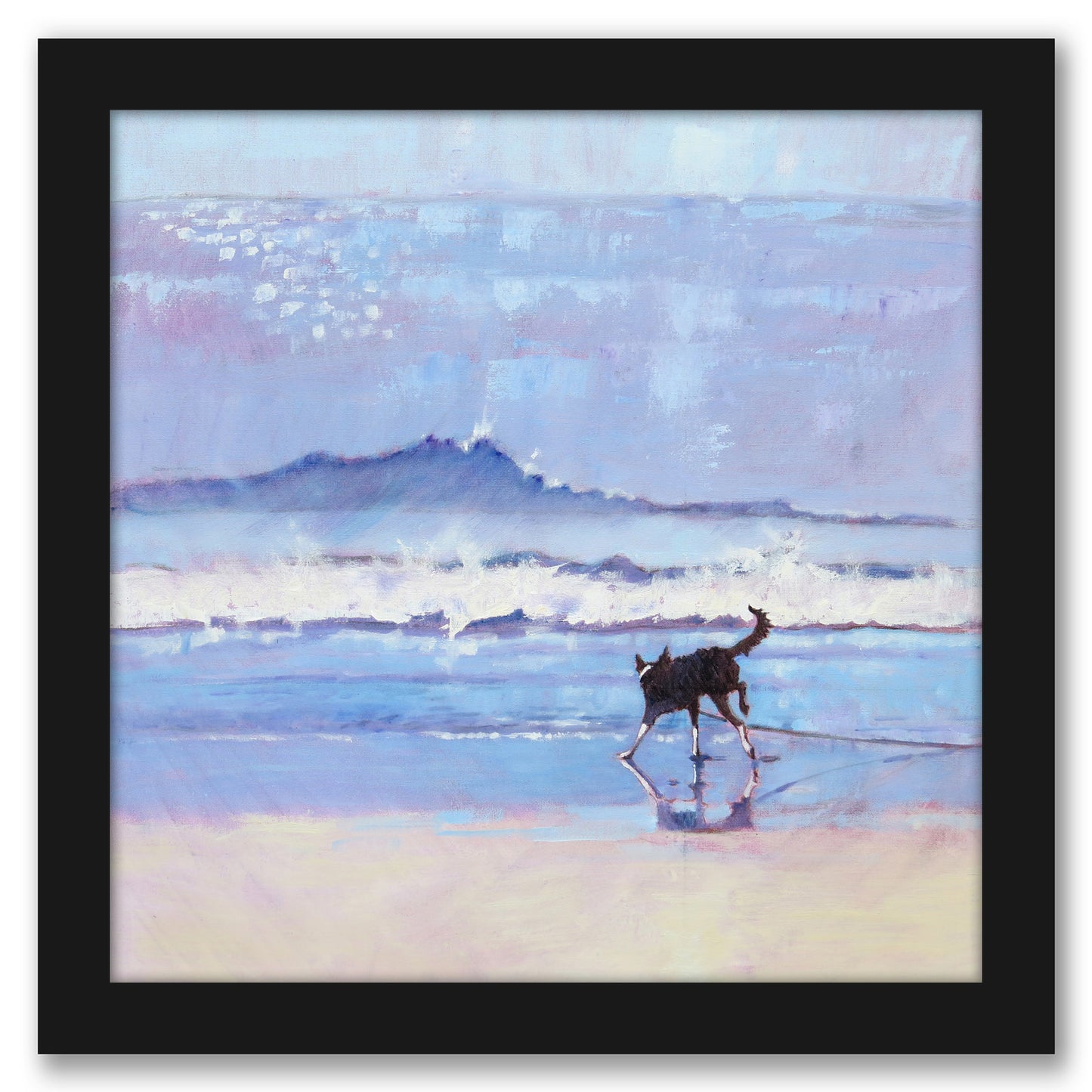 Grace The Border Collie Encounters A Wave No 2 by Mary Kemp - Framed Printd Print