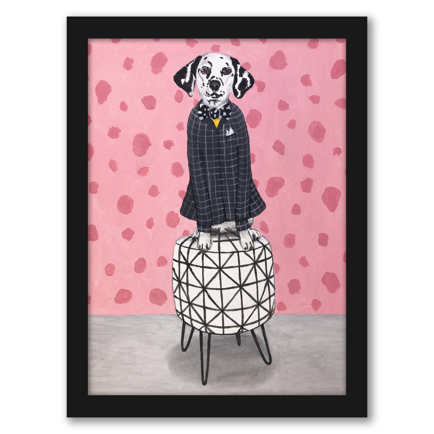 Dalmatian On Pouf By Coco De Paris - Framed Print