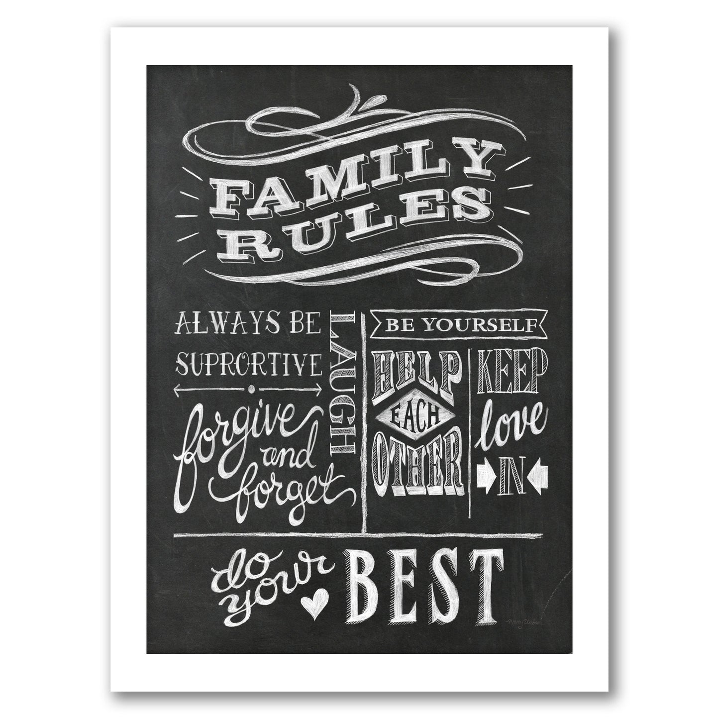 Family Rules I V2 by Wild Apple - Framed Print