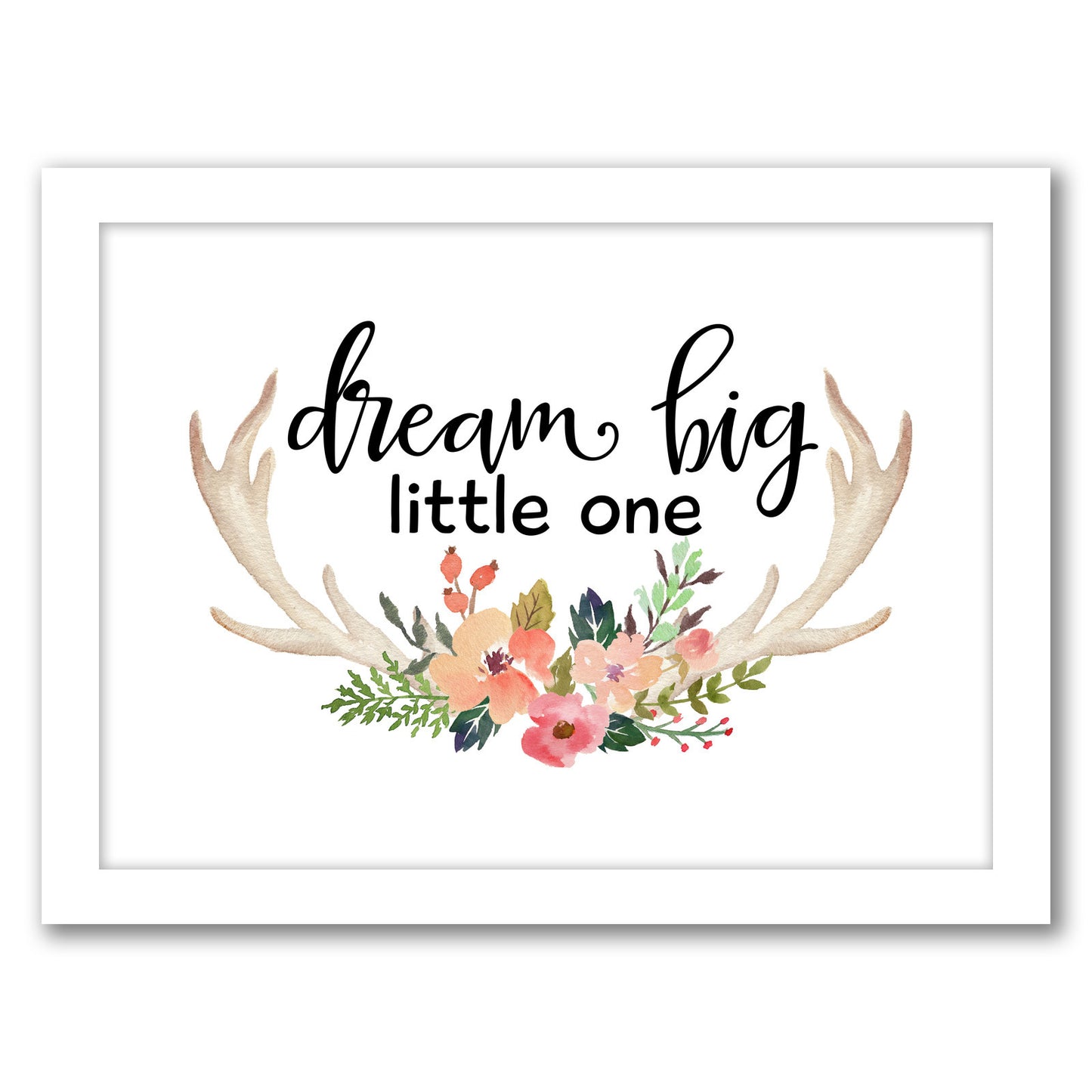 Dream Big Little One Antlers by Amy Brinkman - Framed Print