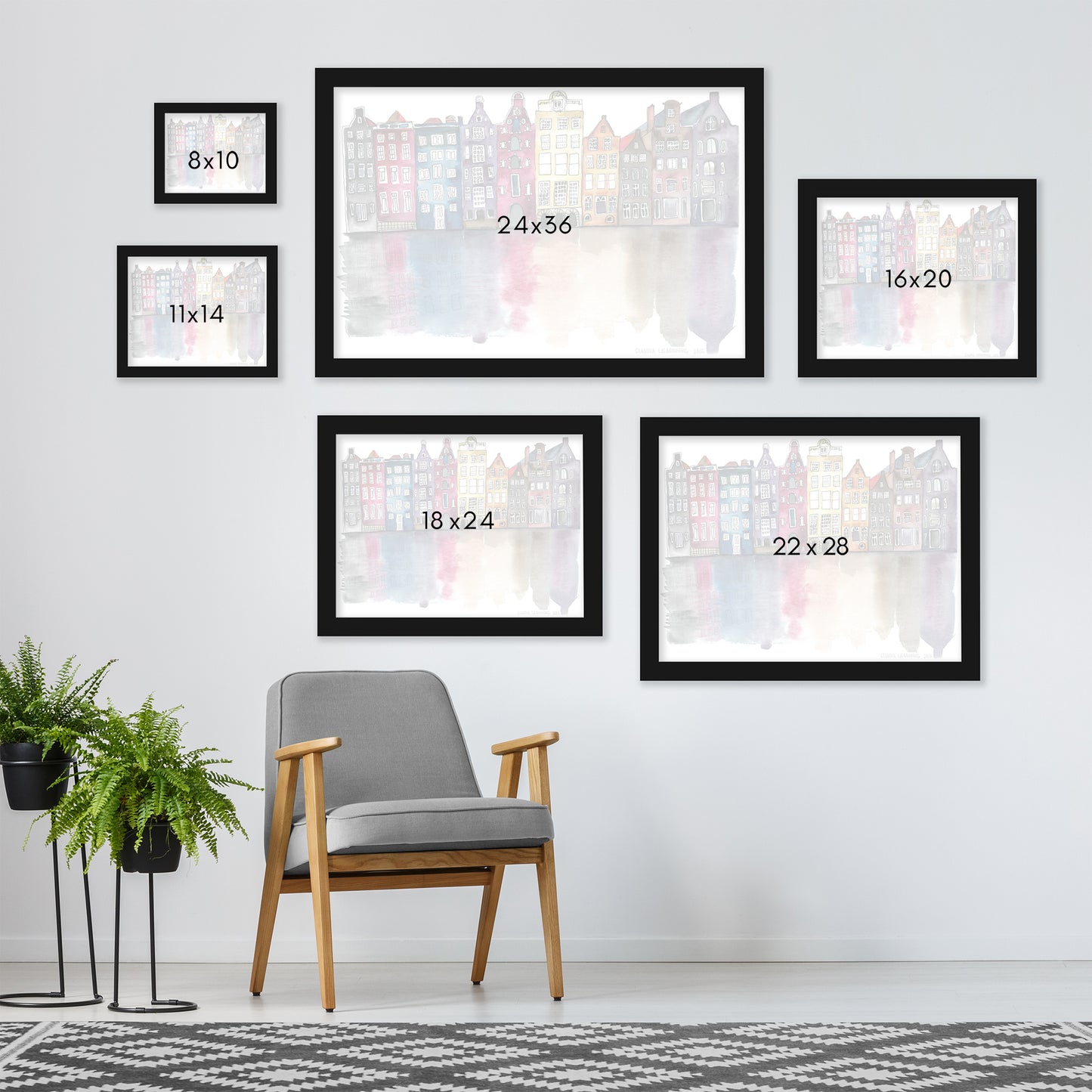 Watercolor Amsterdam by Claudia Liebenberg Framed Print - Americanflat