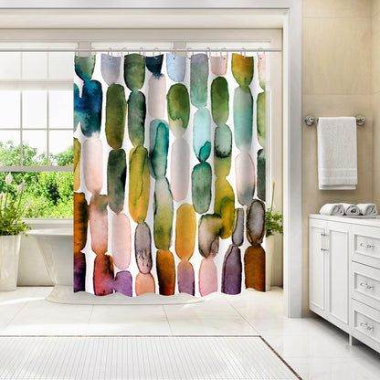 71" x 74" Abstract Shower Curtain with 12 Hooks, Watercolor Strokes 1 by Lisa Nohren