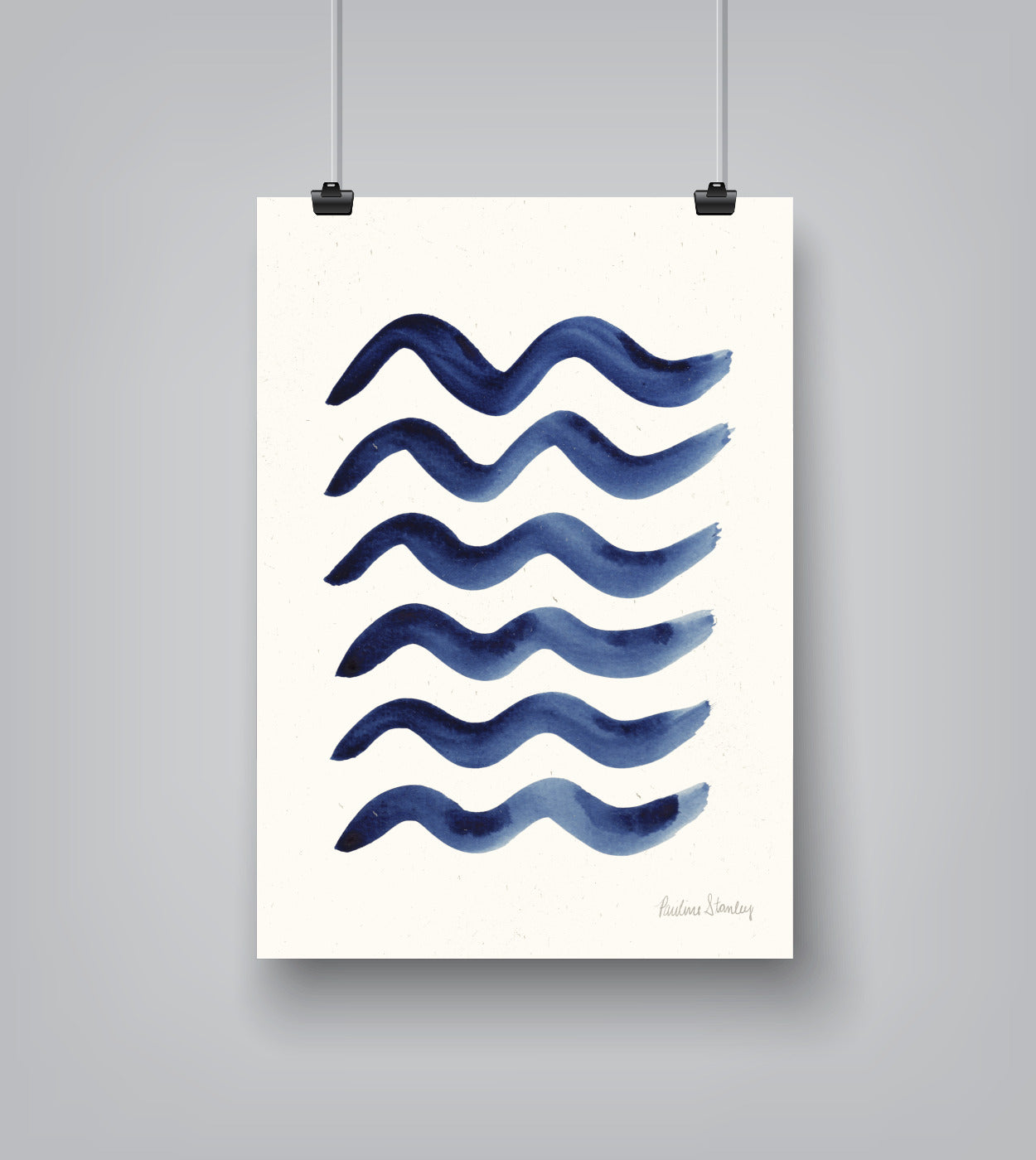 Blue Waves Watercolor by Pauline Stanley - Art Print
