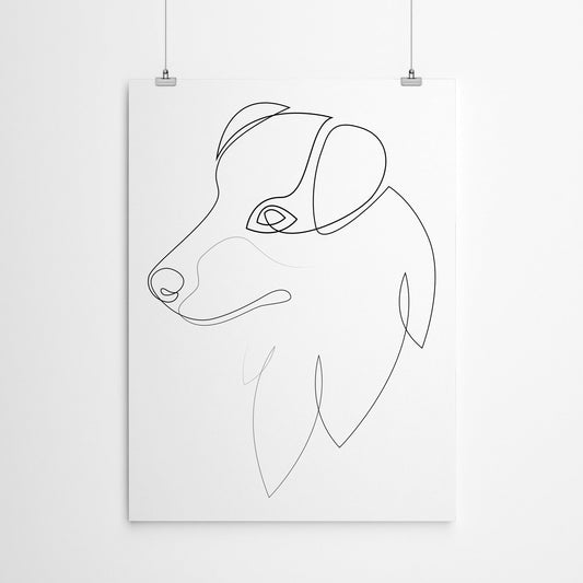 Australian Shepherd One Line by Addillum - Canvas, Poster or Framed Print