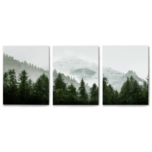  3 Piece Framed Triptych Green Mountain Mural by Tanya Shumkina