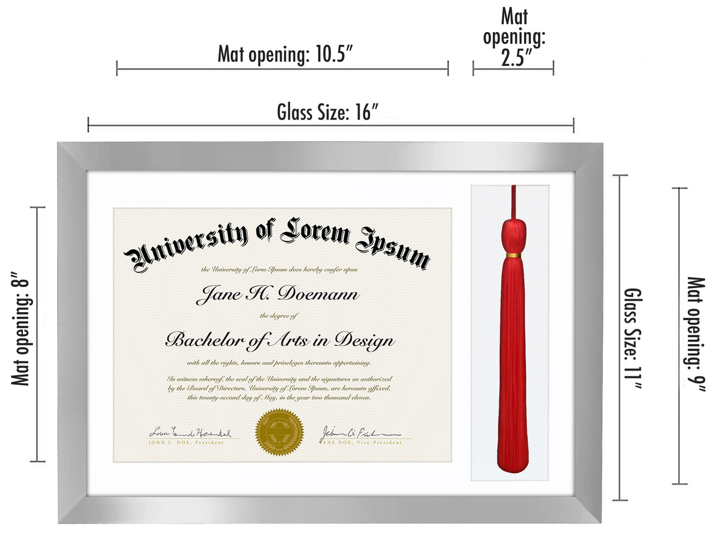 11x16 Diploma Frame with Tassel Display | Legacy Collection