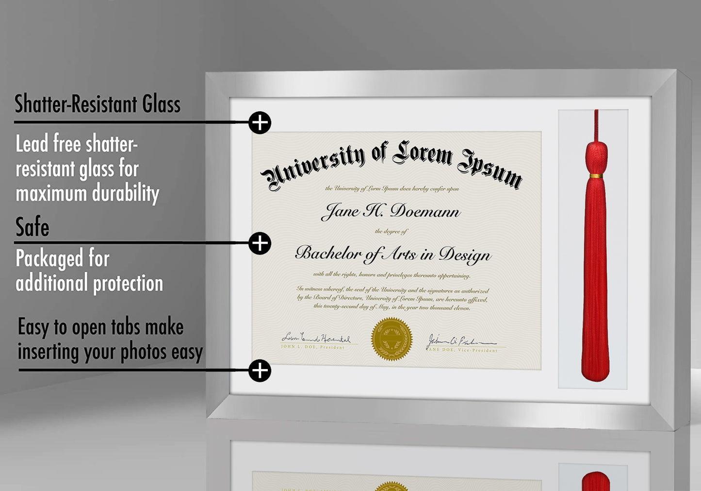 11x16 Diploma Frame with Tassel Display | Legacy Collection