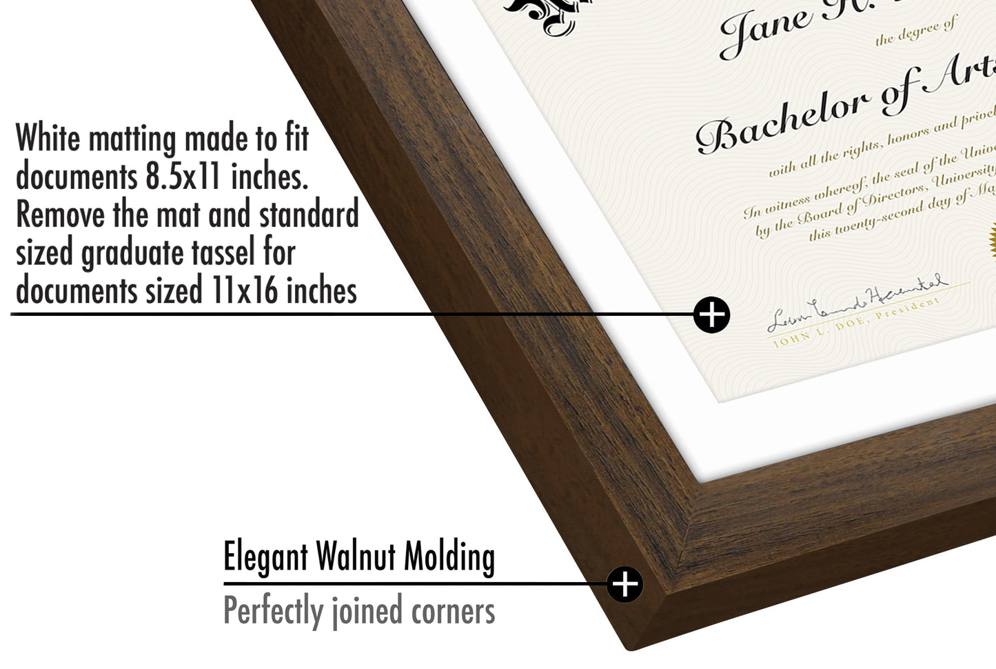 11x16 Diploma Frame with Tassel Display | Legacy Collection