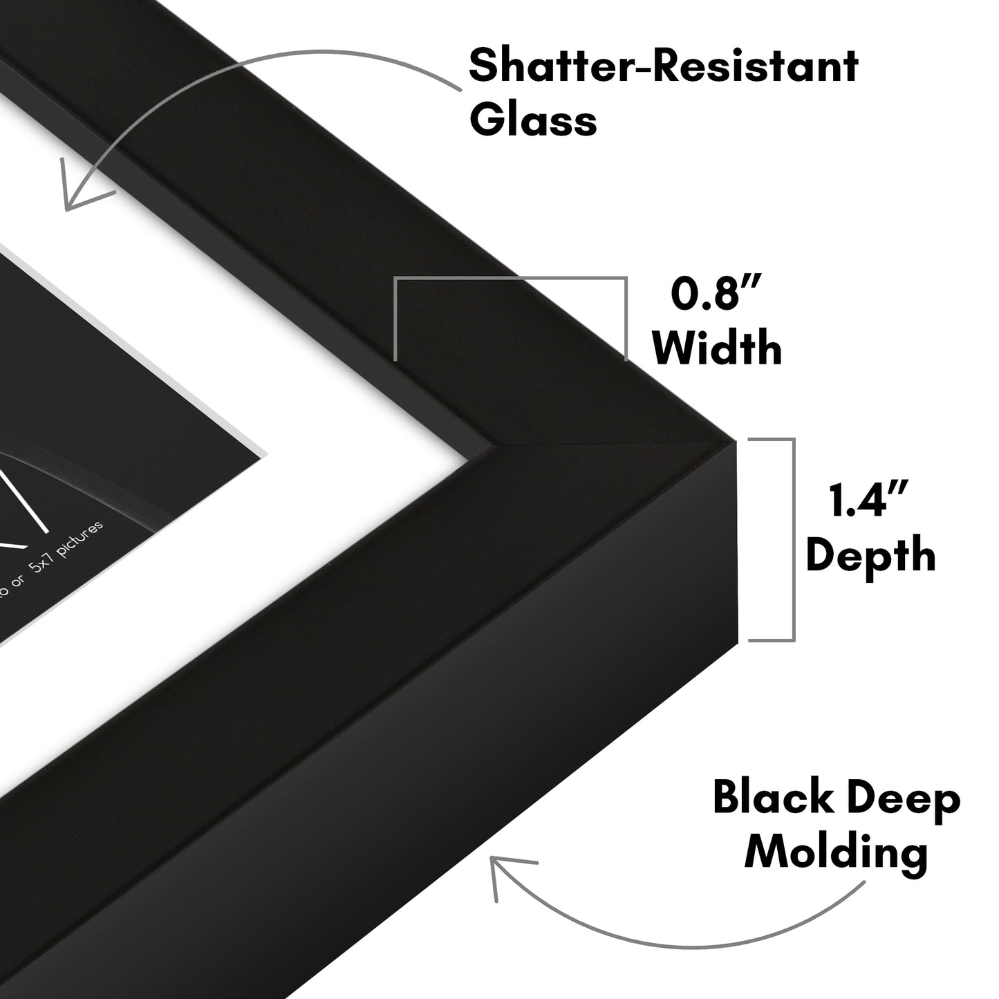 Deep Molding Picture Frame with Mat | Choose Size and Color