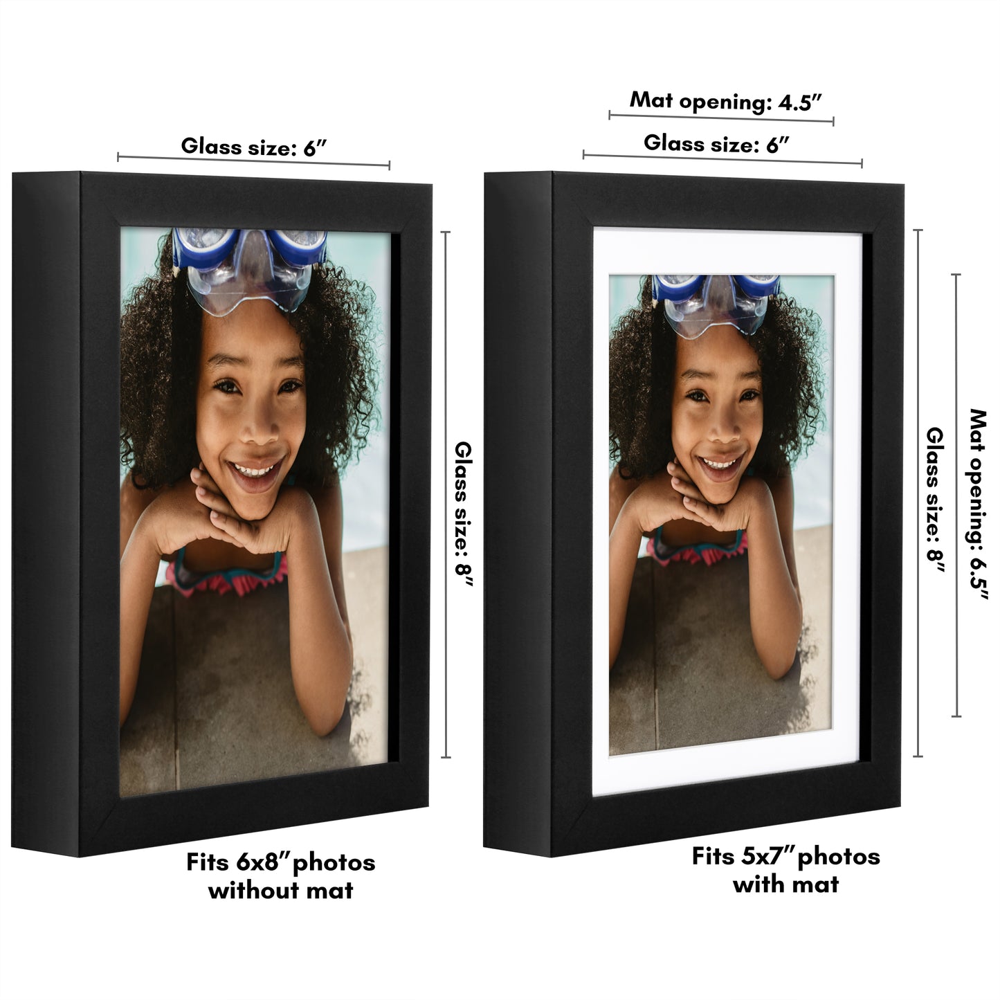 Deep Molding Picture Frame with Mat | Choose Size and Color