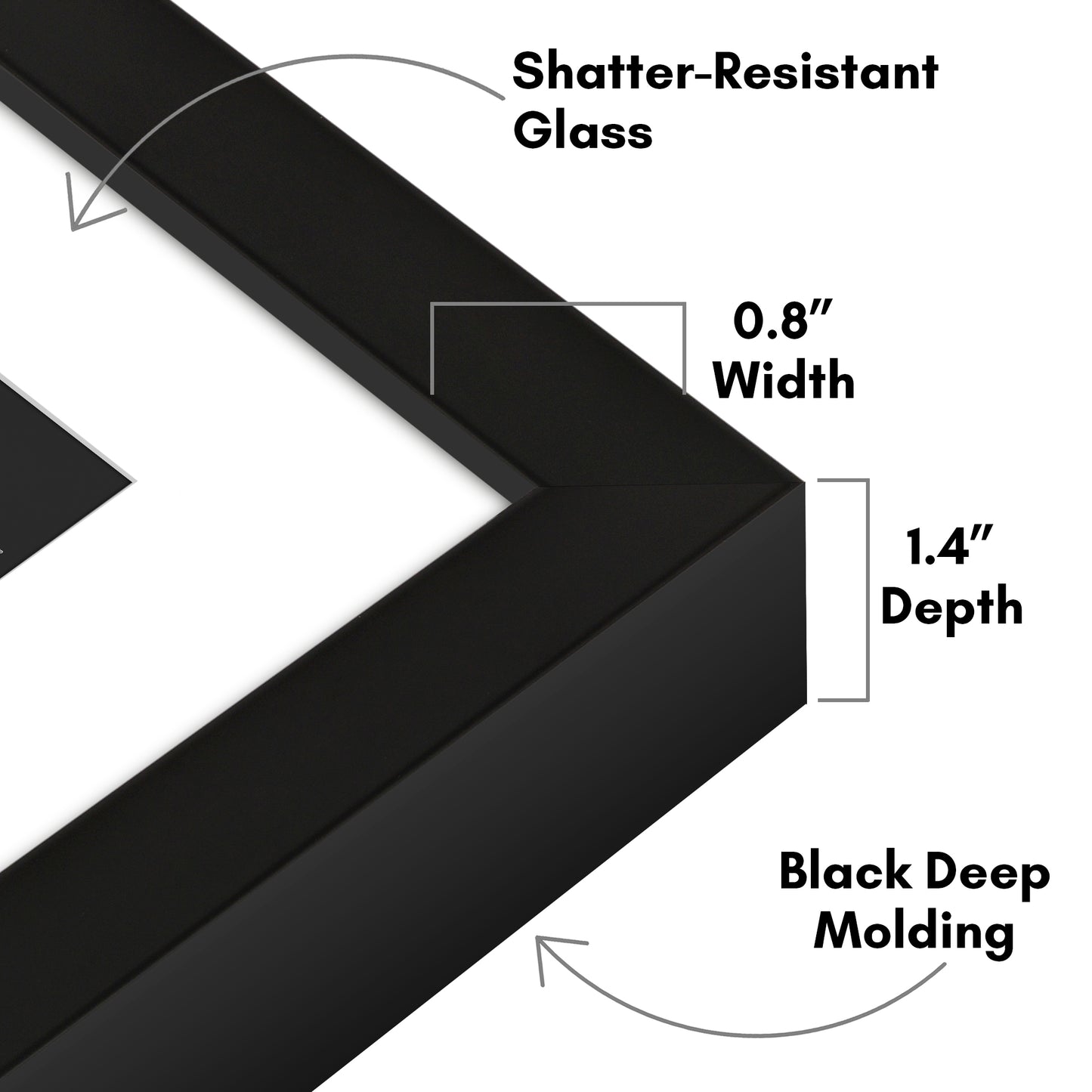 Deep Molding Picture Frame with Mat | Choose Size and Color