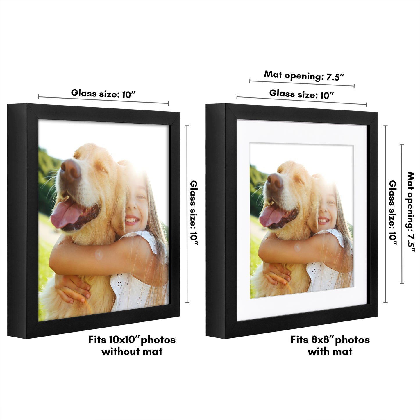 Deep Molding Picture Frame with Mat | Choose Size and Color